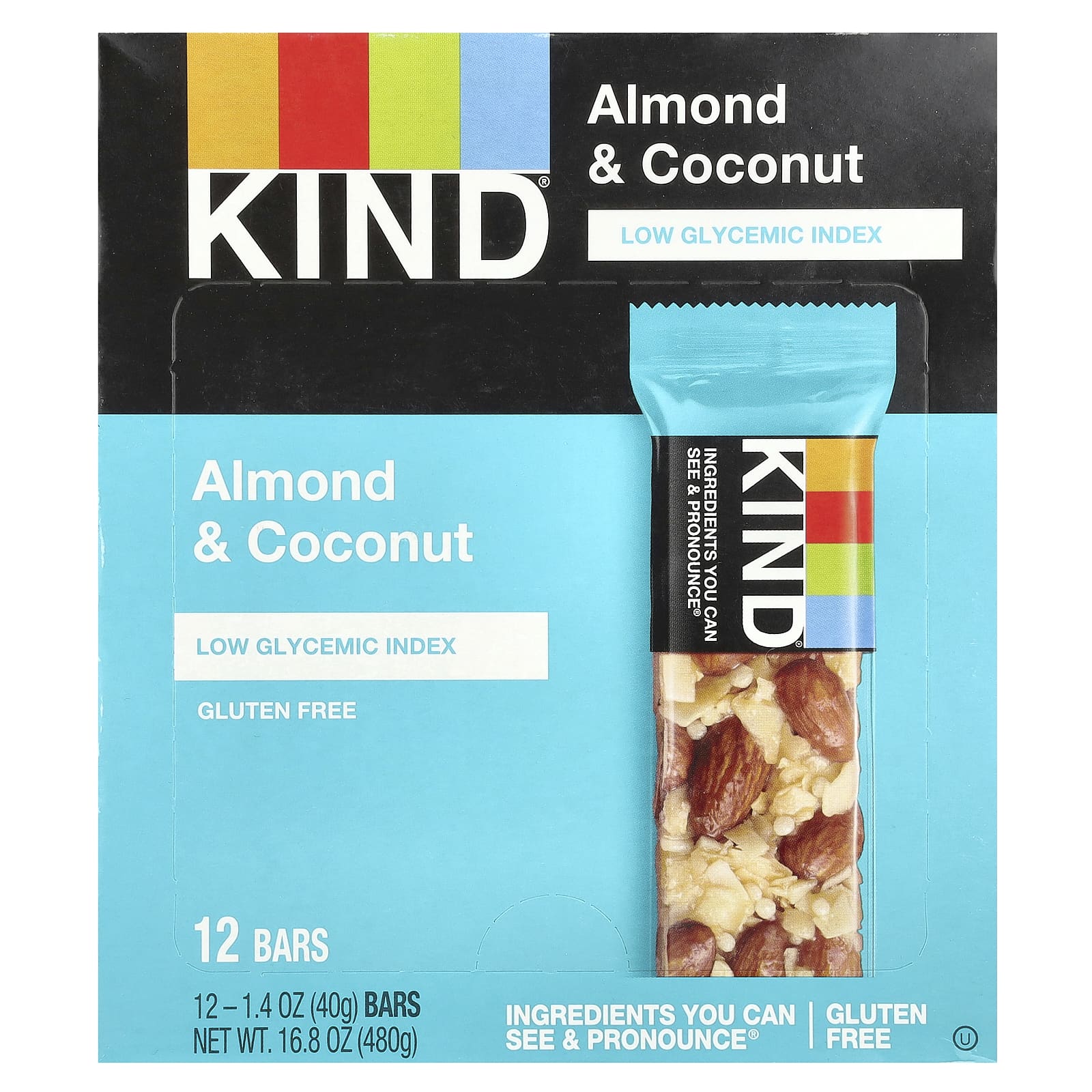 KIND Bars, Миндаль и кокос, 12 батончиков по 40 г (1,4 унции)