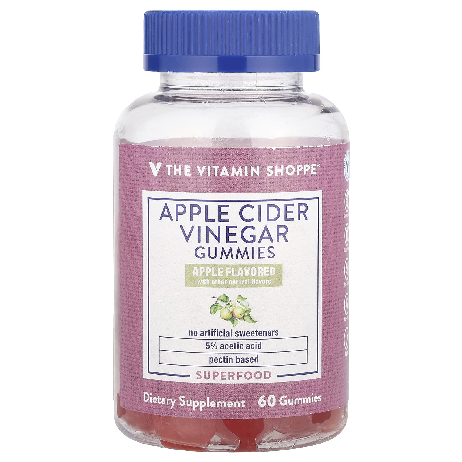 The Vitamin Shoppe, Жевательные мармеладки с яблочным уксусом, яблоко, 60 шт.