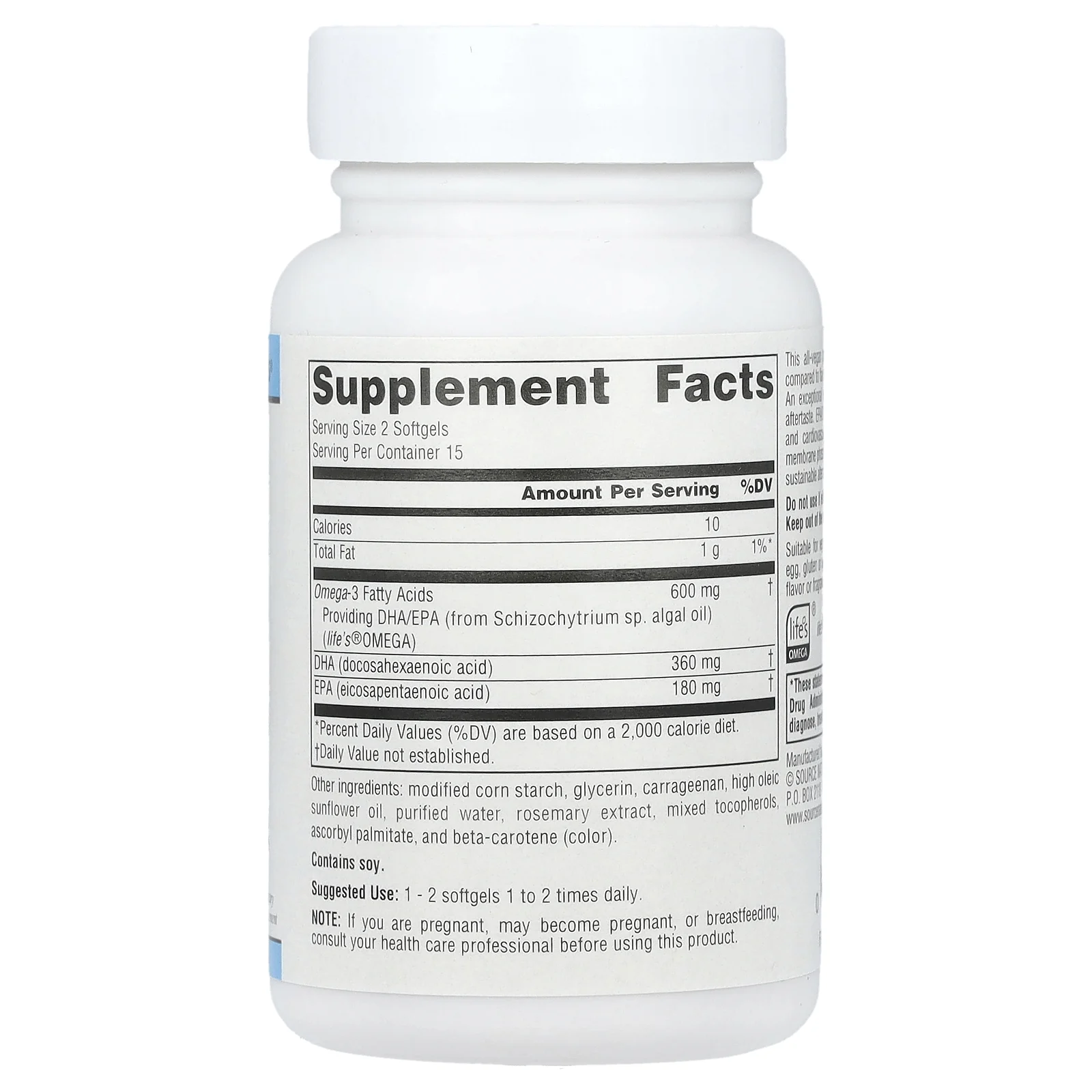 Source Naturals, Vegan Omega-3s EPA-DHA, 300 мг, 30 мягких таблеток