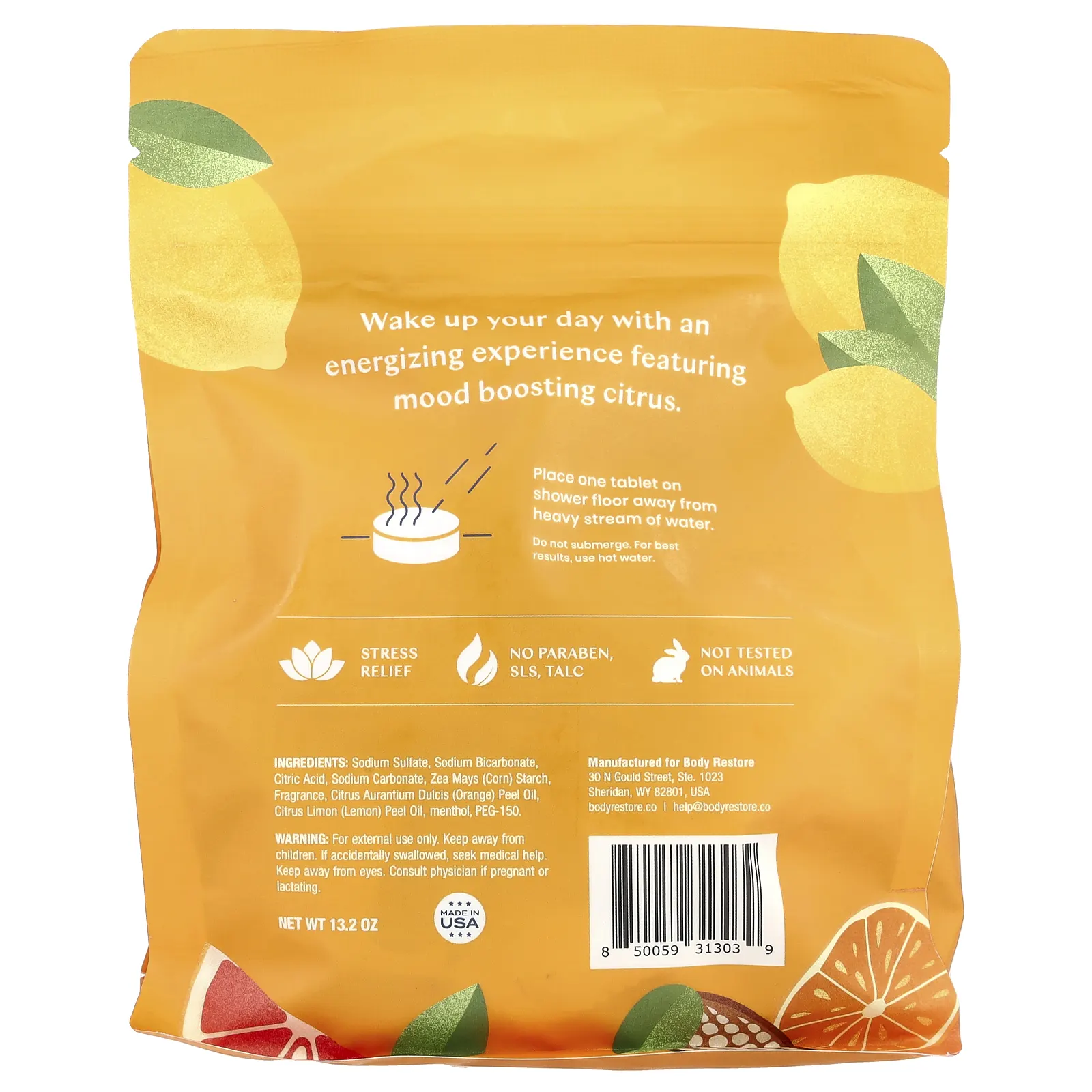 Body Restore, Пароварки для душа, цитрусовые, 15 таблеток, 13,2 унции