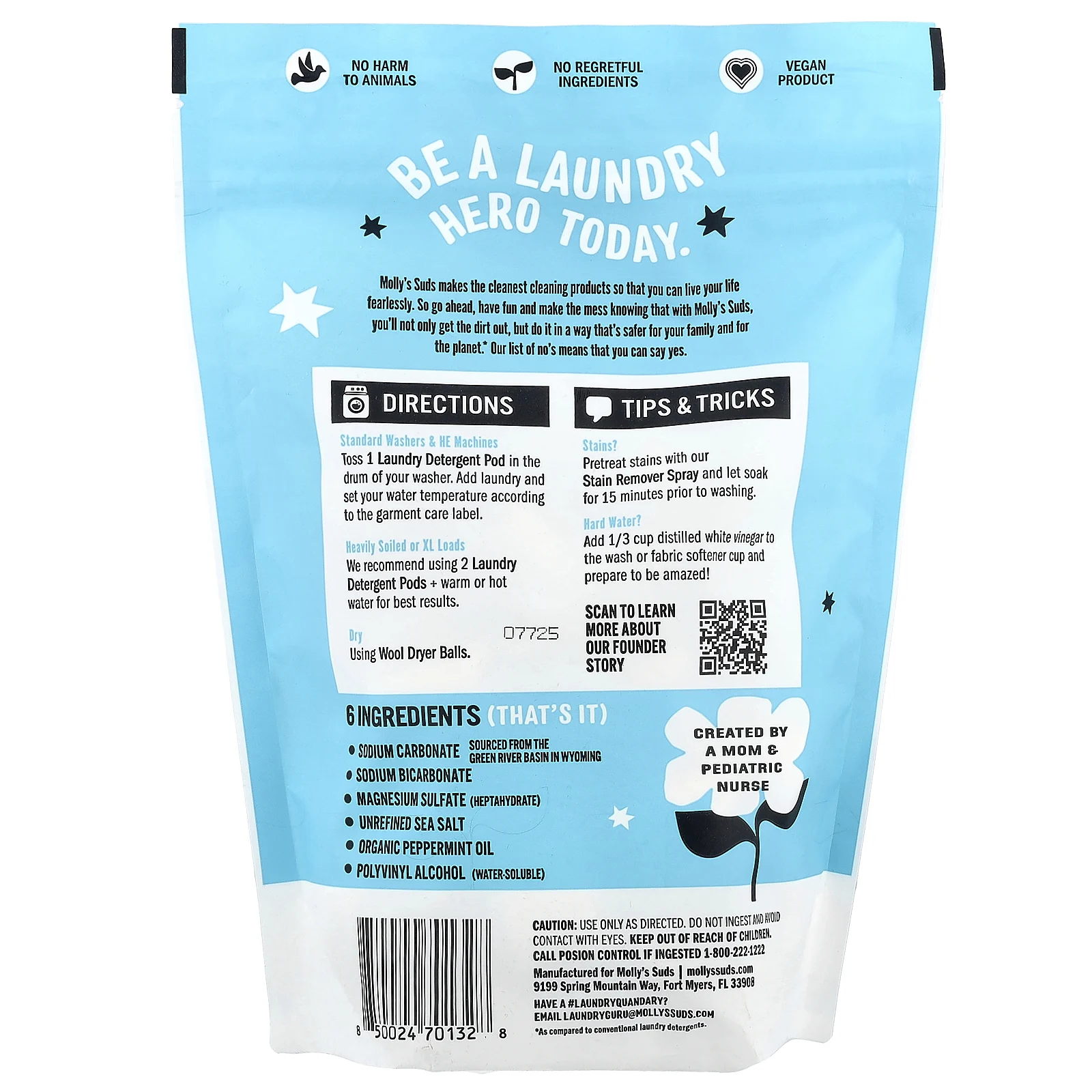 Molly's Suds, капсулы для стирки, с перечной мятой, 60 капсул, 0,84 кг (29,63 унции)