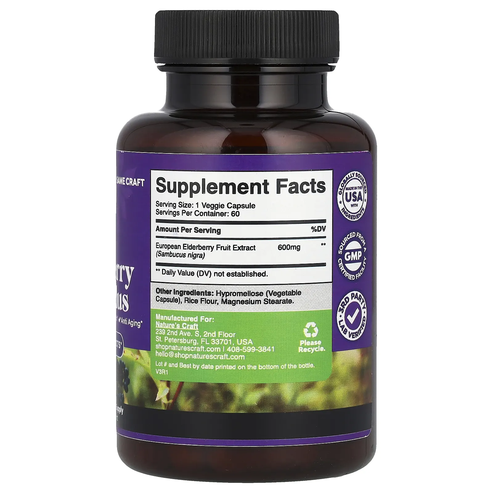 Nature's Craft, Elderberry Fruit Plus, 60 капсул