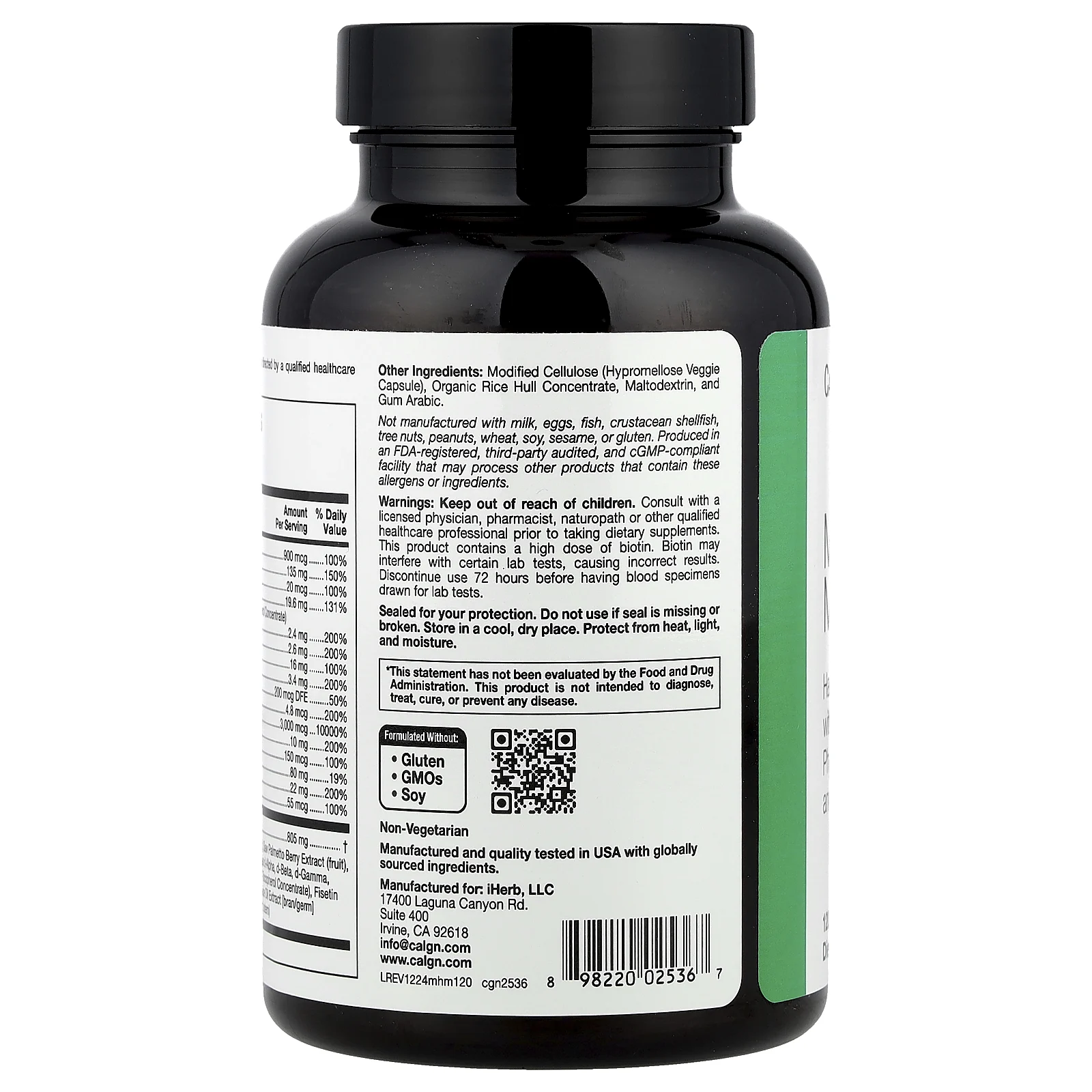 California Gold Nutrition, Beauty, мужские мультивитамины для волос, 120 растительных капсул