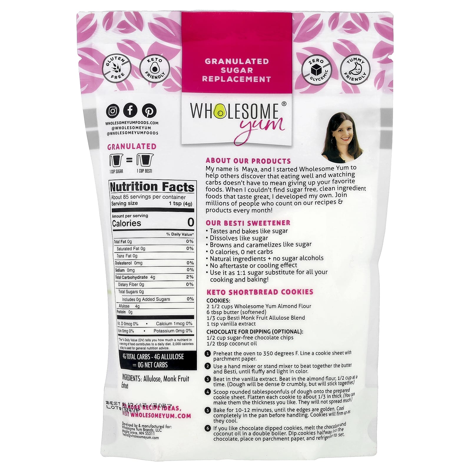 Wholesome Yum, Besti, заменитель сахара в гранулах, смесь аллулозы из плодов архата, 340 г (12 унций)