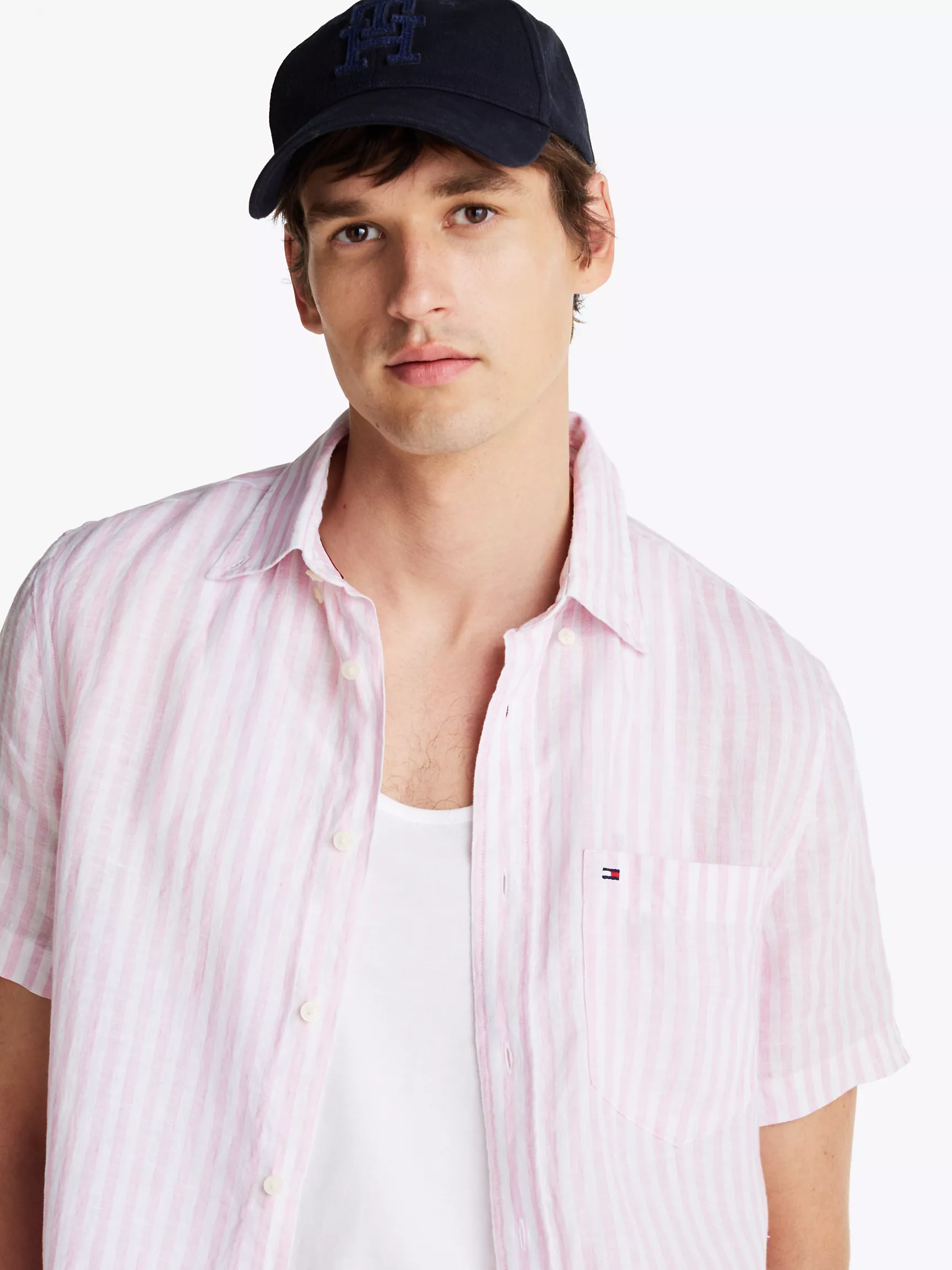 Мужская рубашка Tommy Hilfiger, Стандартная рубашка в полоску из окрашенного льна