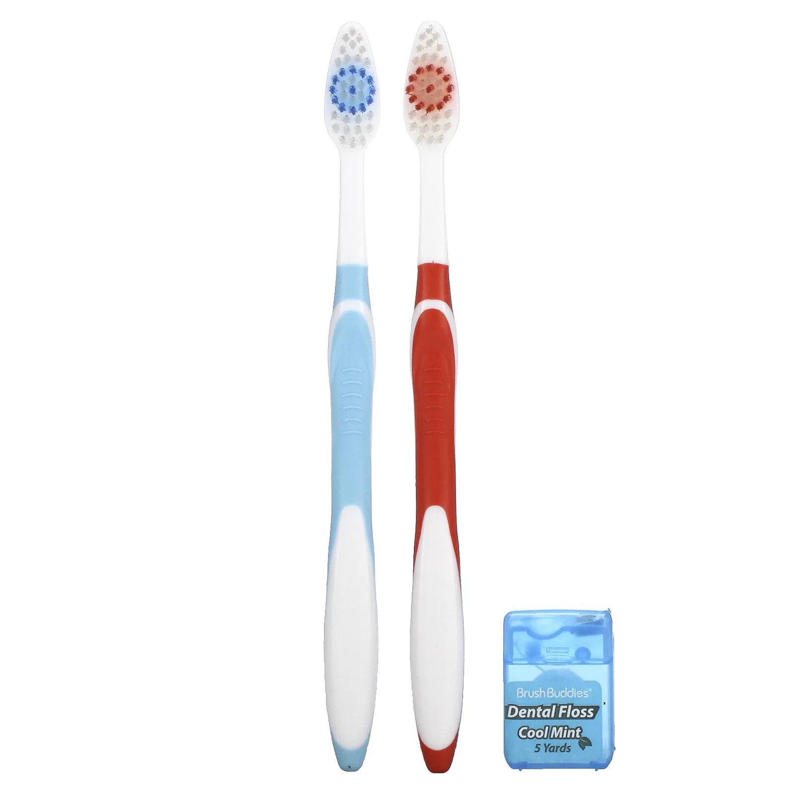 Brush Buddies,  Забота с умом , набор зубных щеток, для взрослых, 2 шт