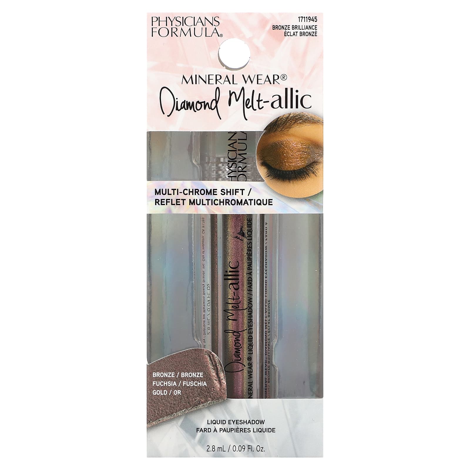 Physicians Formula, Mineral Wear, жидкие тени для век Diamond Melt-allic, бронзовый блеск, 2,8 мл (0,09 жидк. унции)