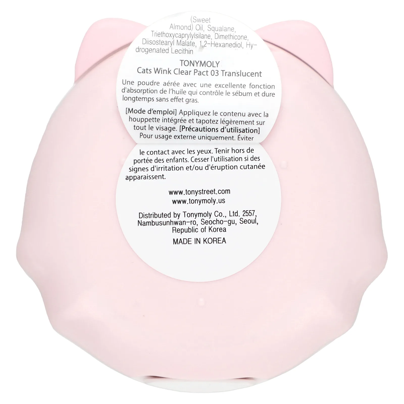 Tony Moly, Cat's Wink Clear Pact, 03 полупрозрачный, 8 г (0,28 унции)