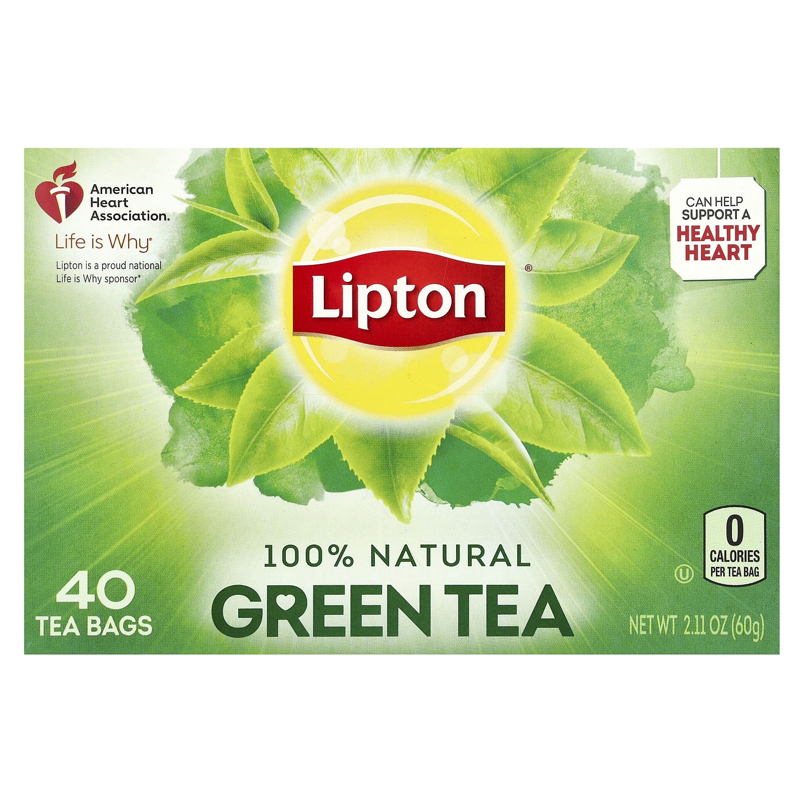 Lipton, Зеленый чай, 40 чайных пакетиков, 60 г (2,11 унции)