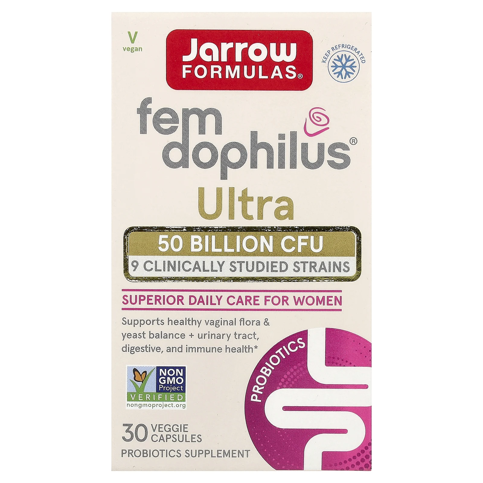 Jarrow Formulas, Fem-Dophilus® Ultra, 30 растительных капсул