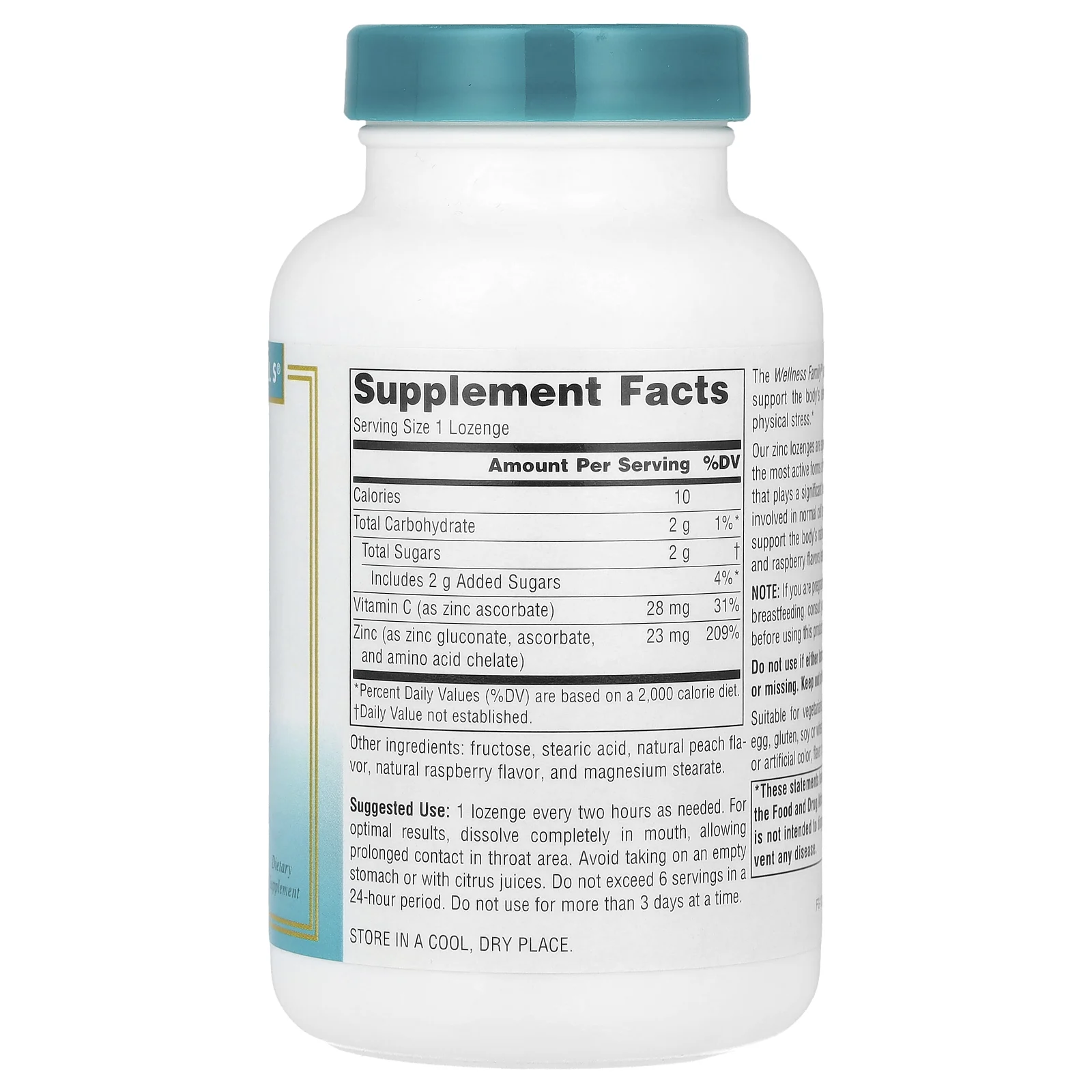 Source Naturals, Wellness, леденцы с цинком ™, персик и малина, 23 мг, 60 пастилок