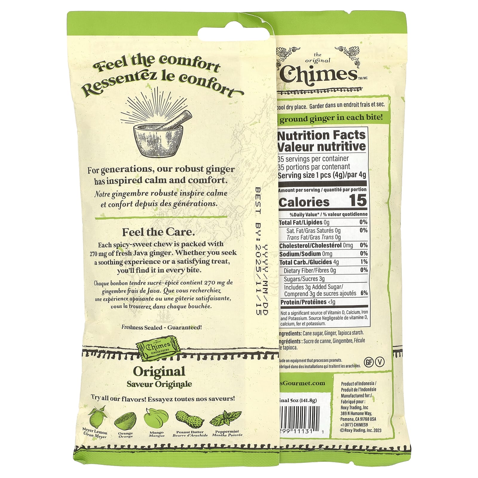 Chimes, имбирные жевательные конфеты, оригинальный вкус, 141,8 г (5 унций)