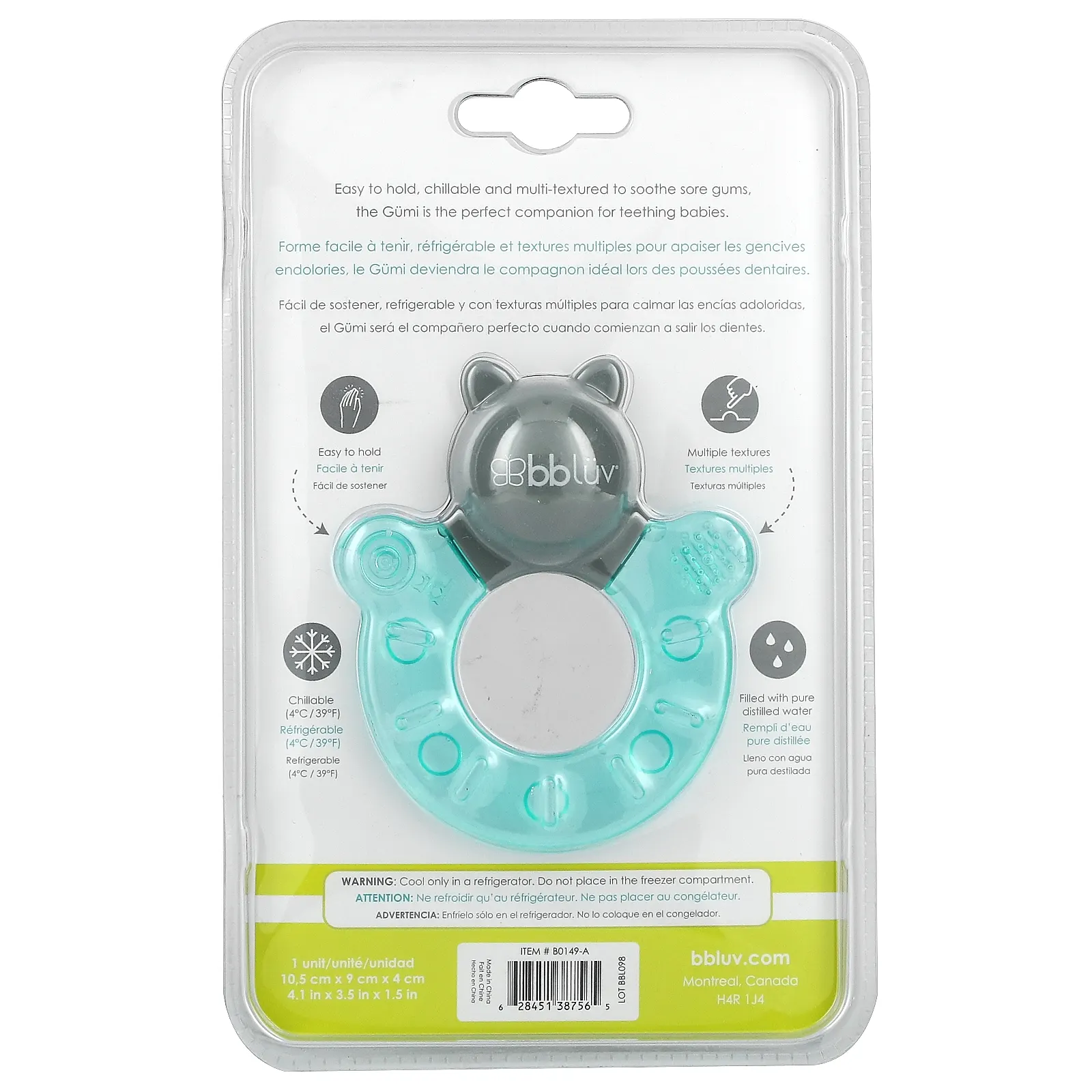 Bbluv, Gumi, охлаждающая игрушка для прорезывания зубов, от 0 месяцев, енот, 1 штука