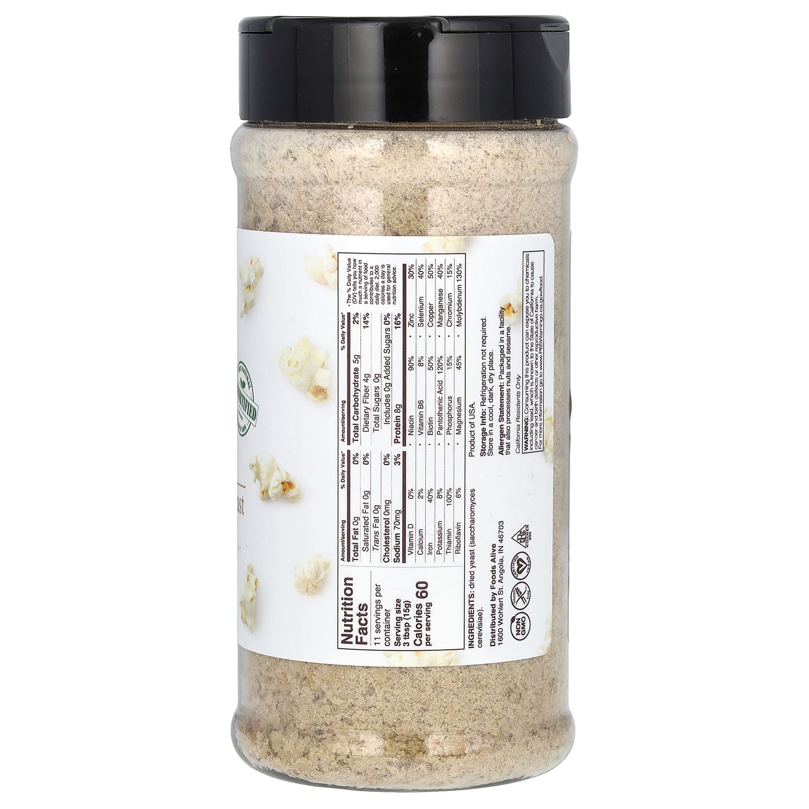 Foods Alive, пищевые дрожжи для коктейля, необогащенные, 170 г (6 унций)