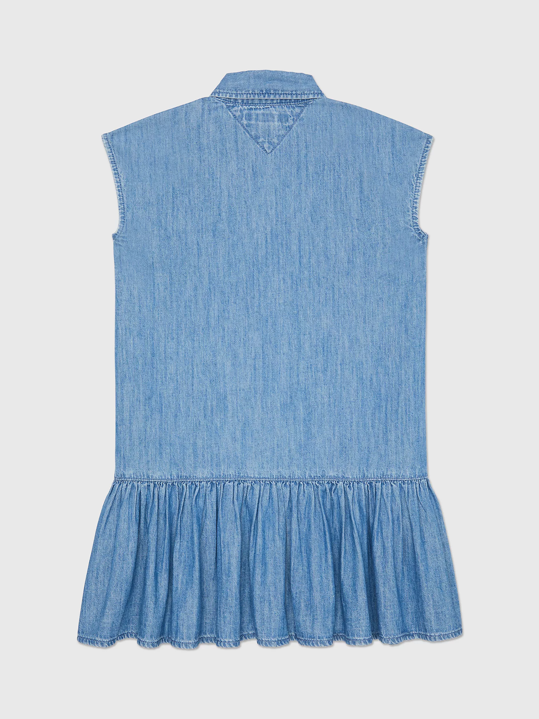 Платье для девочек Tommy Hilfiger, Детское платье из шамбре без рукавов с воланом