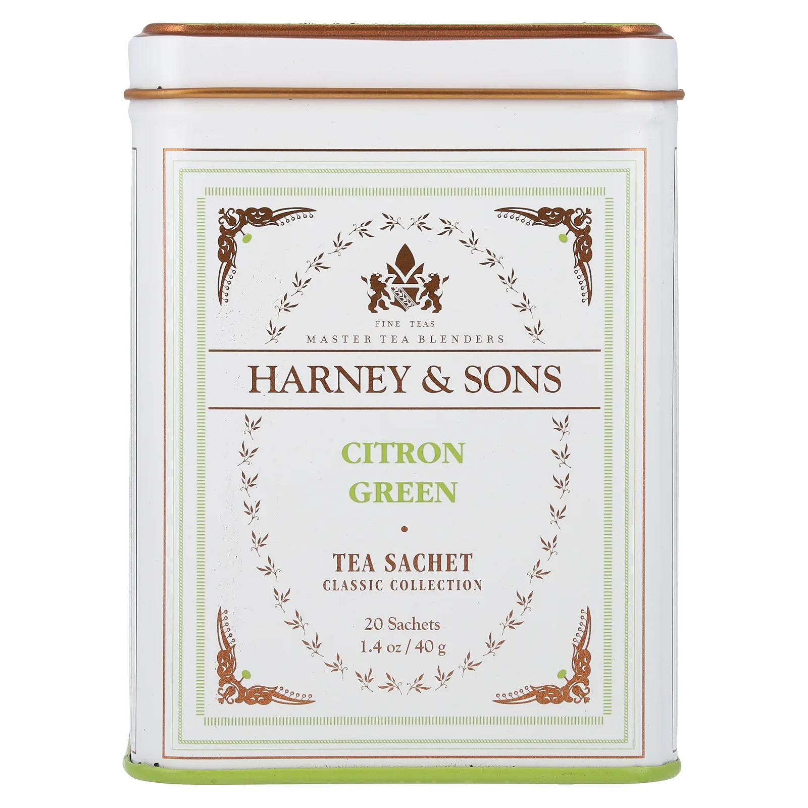Harney & Sons, Classic Collection, зеленый чай с цитроном, 20 пакетиков, 40 г (1,4 унции)