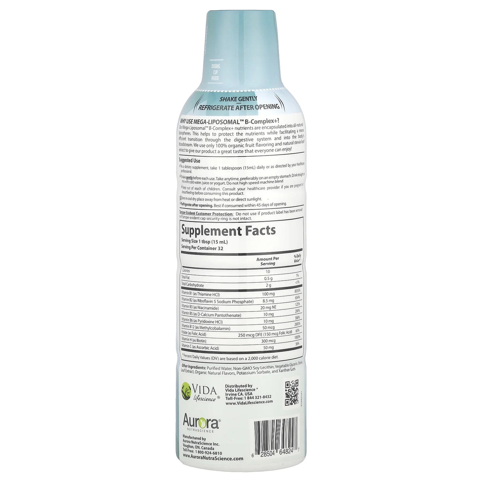 Aurora Nutrascience, Мега-липосомальный комплекс B +, органические фрукты, 480 мл (16 жидких унций)