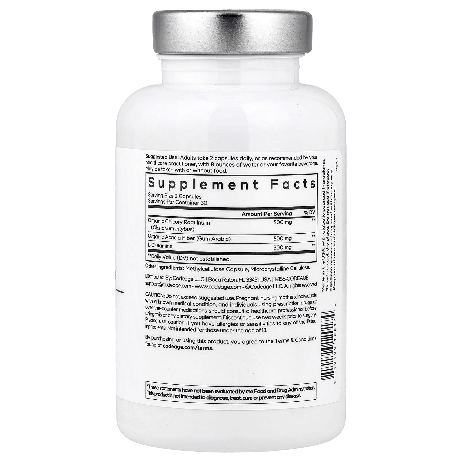 Codeage, Amen Prebiotic Fiber+, 60 растительных капсул