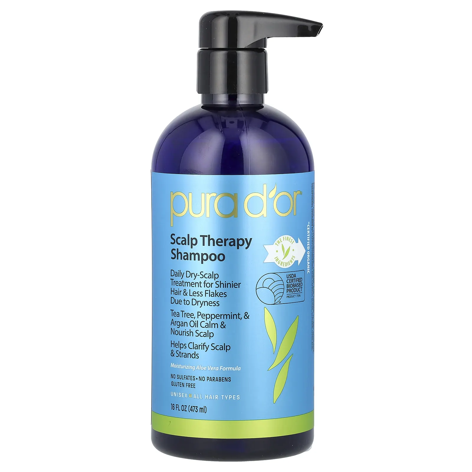 Pura D'or, Scalp Therapy Shampoo, шампунь для ухода за кожей головы, 473 мл (16 жидк. унций)