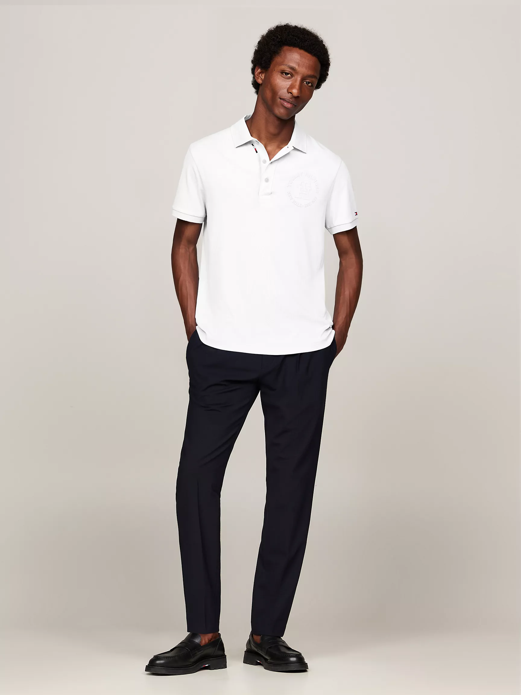 Мужское поло Tommy Hilfiger, Поло стандартного кроя из ткани Interlock с логотипом TH