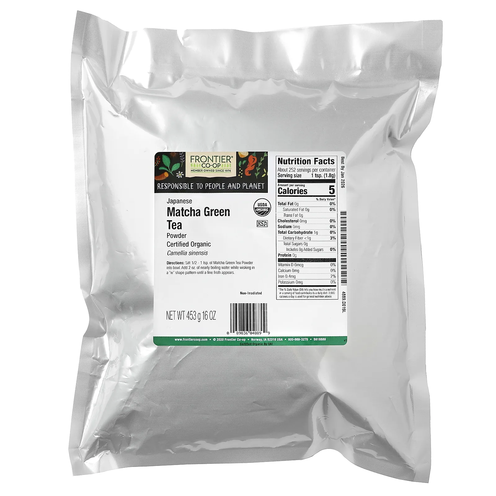 Frontier Co-op, Japanese, Matcha Green Tea Powder, 16 oz (453 g)