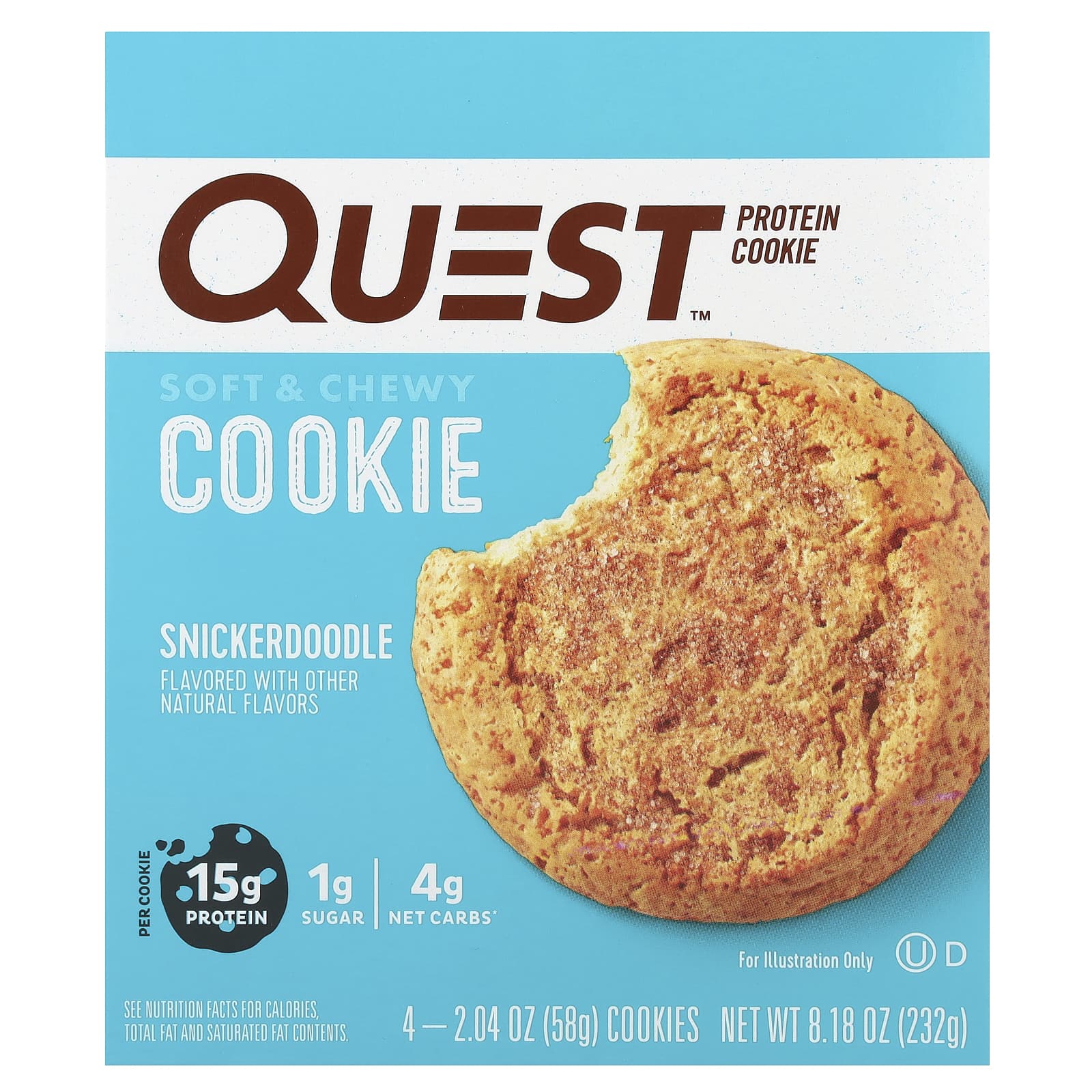 Quest Nutrition, Протеиновое печенье, Snickerdoodle, 4 пакетика, 58 г (2,04 унции)