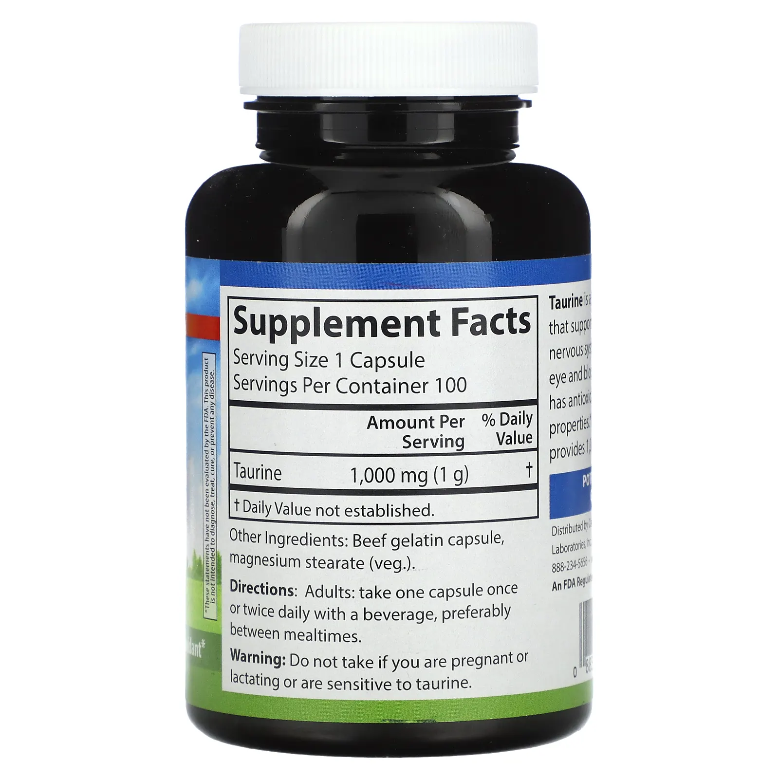 Carlson, таурин, 1000 мг, 100 капсул