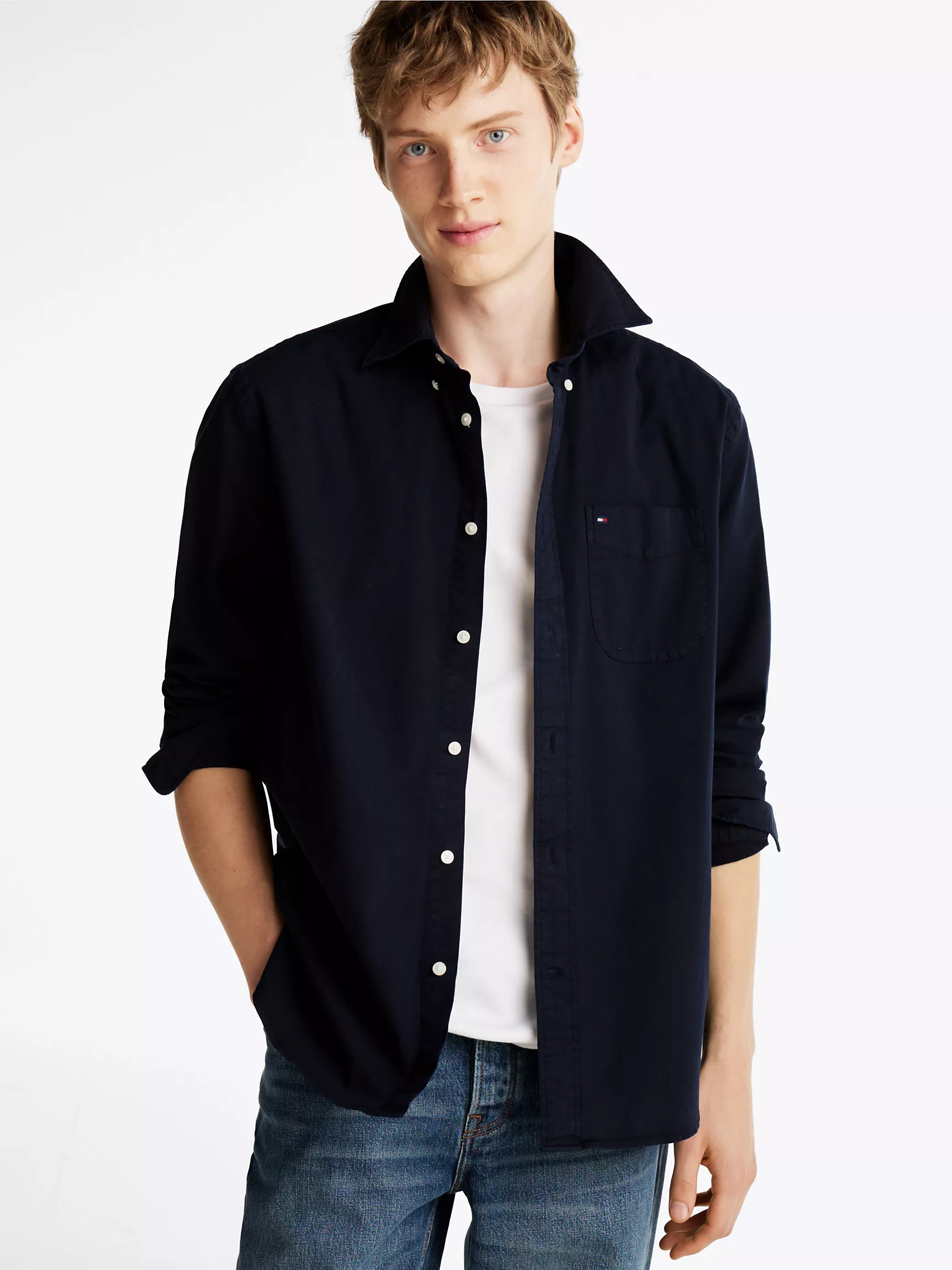 Мужская рубашка Tommy Hilfiger, Окрашенная рубашка из твила стандартного кроя