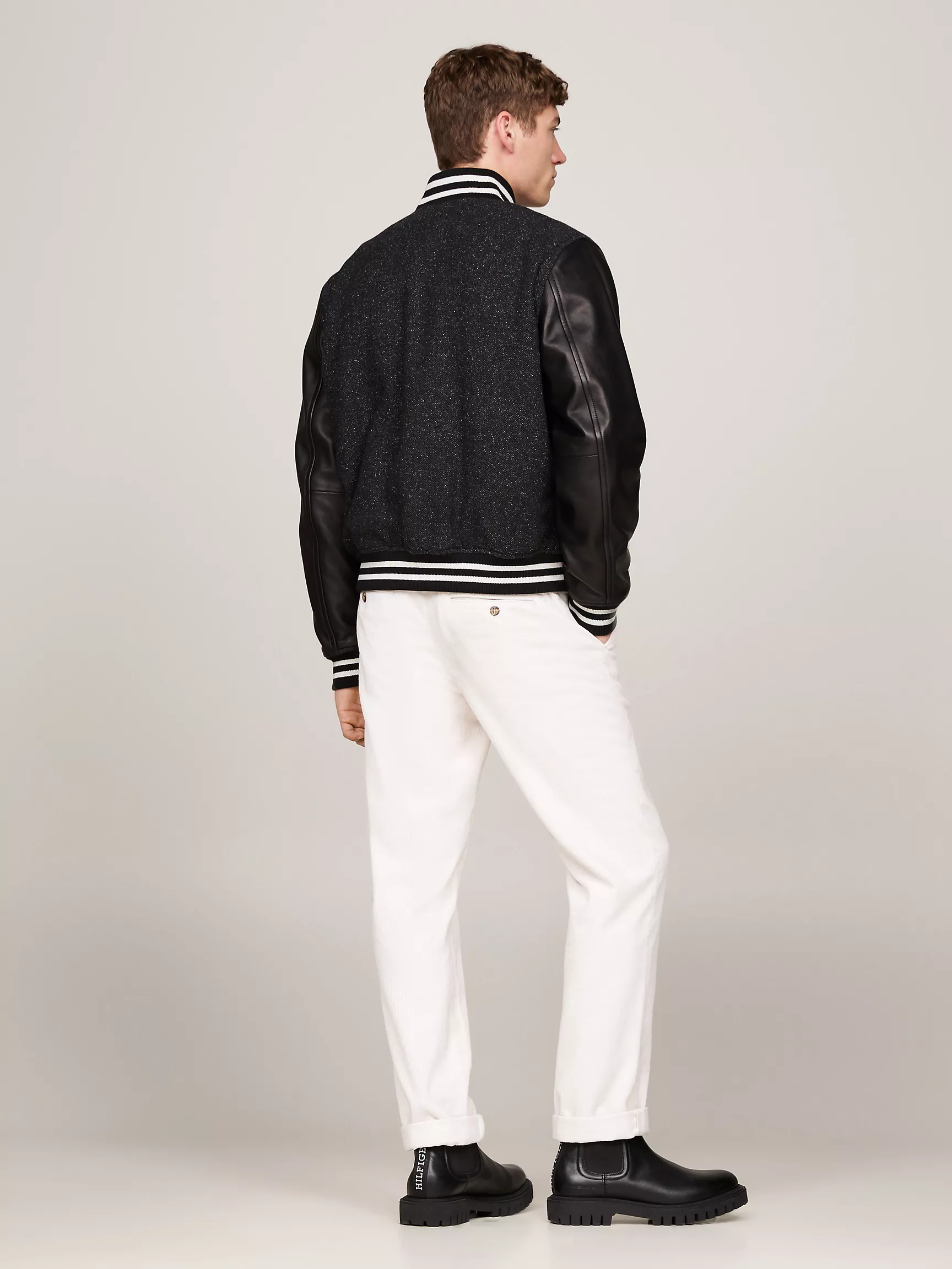 Мужская куртка Tommy Hilfiger, Университетская куртка из кожи и шерсти