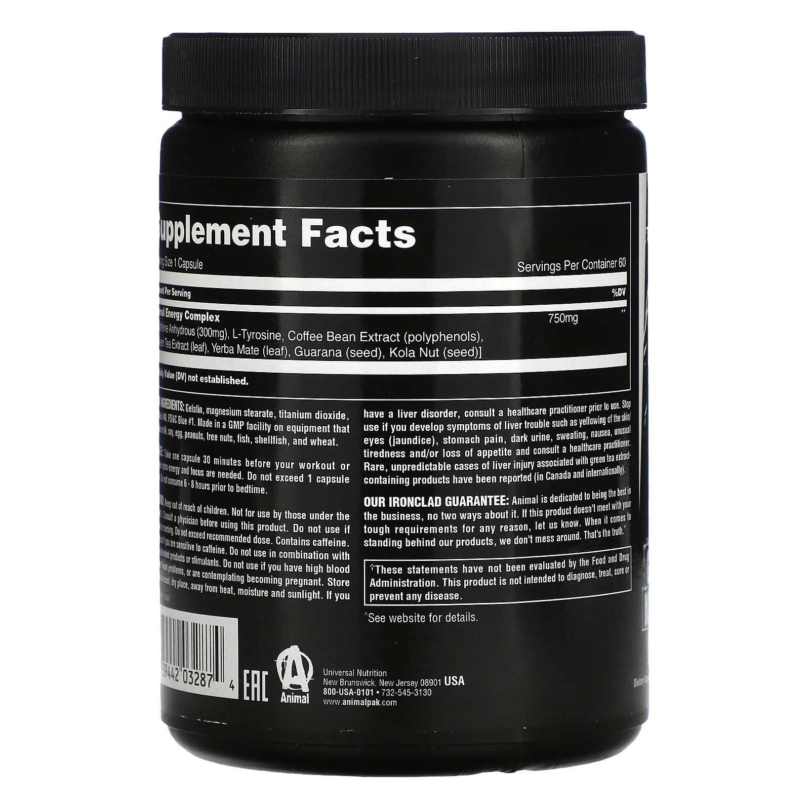 Animal, Energy, средство для повышения энергии, 60 капсул