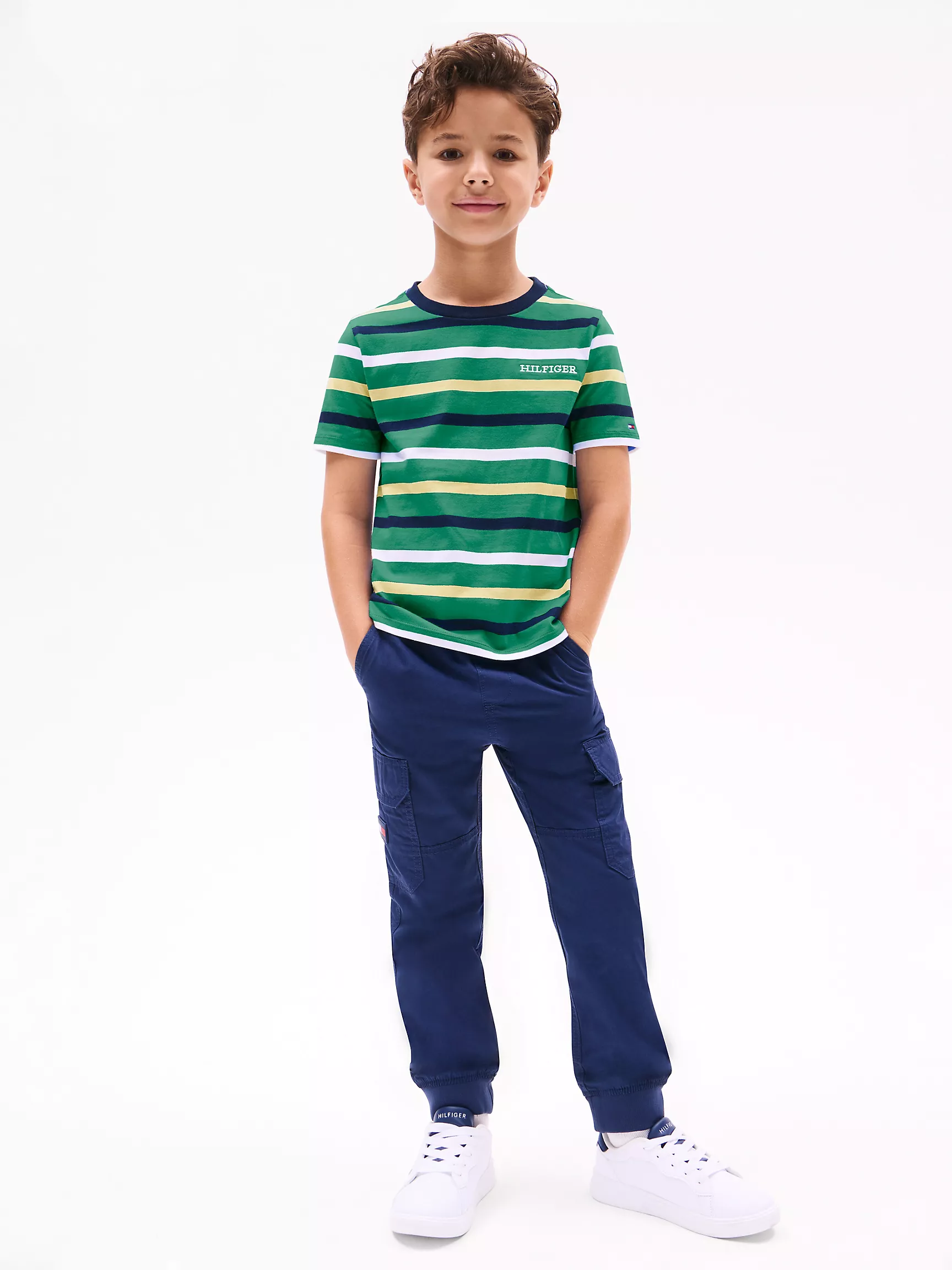 Футболка Tommy Hilfiger для мальчиков, Детская полосатая футболка с монограммным логотипом