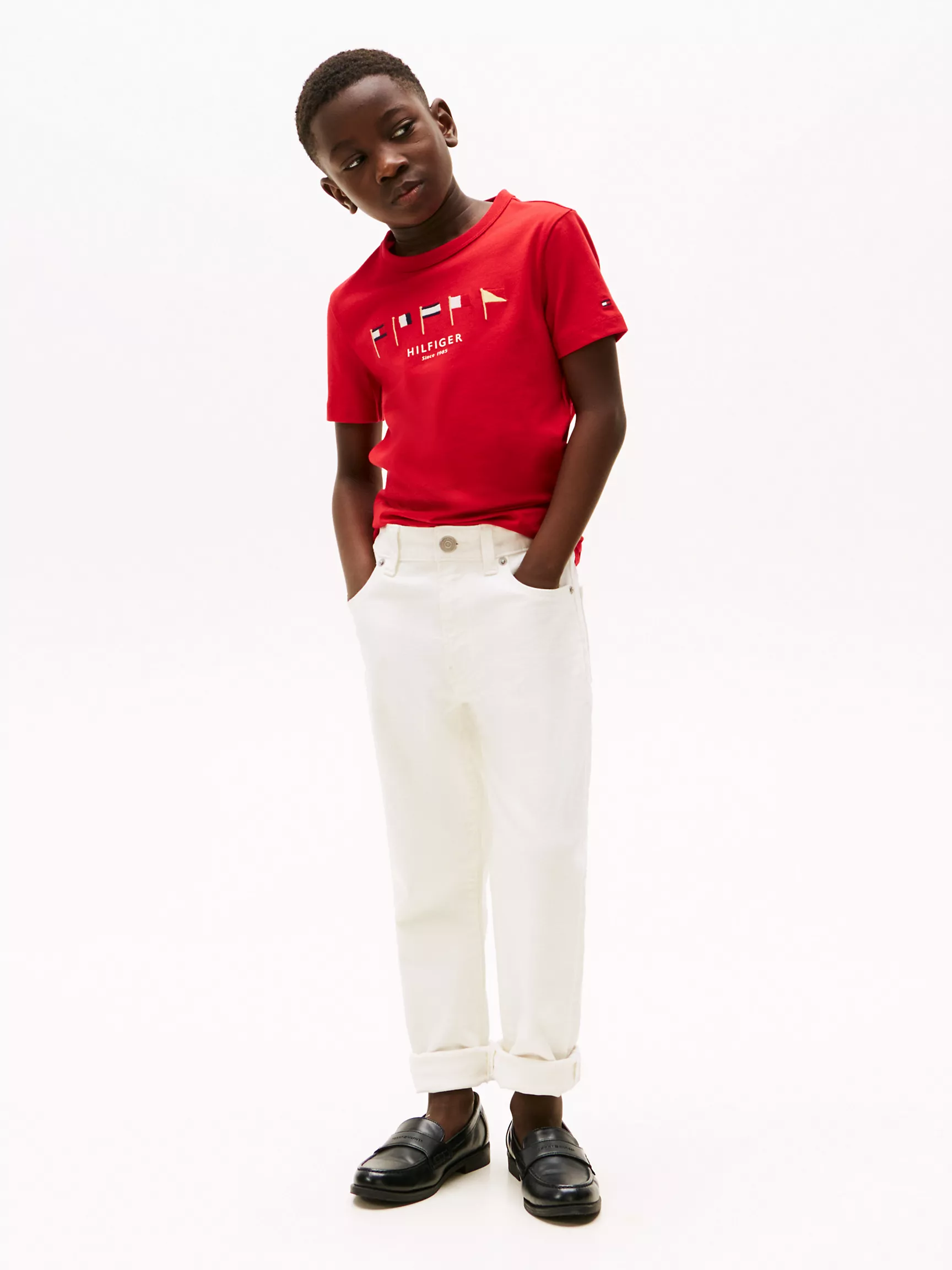 Футболка Tommy Hilfiger для мальчиков, Детская футболка с вышитыми логотипами флага