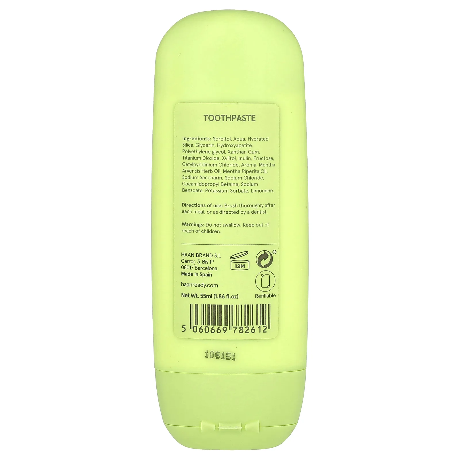 Haan, зубная паста, с яблоком, зеленым яблоком и мятой, 55 мл (1,86 жидк. унции)