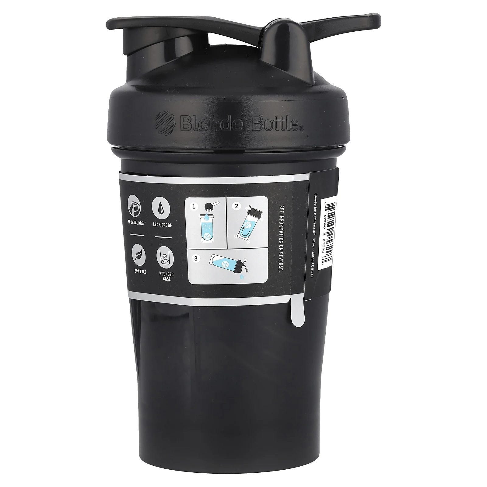 Blender Bottle, Classic With Loop, классический шейкер с петелькой, черный 600 мл (20 унций)