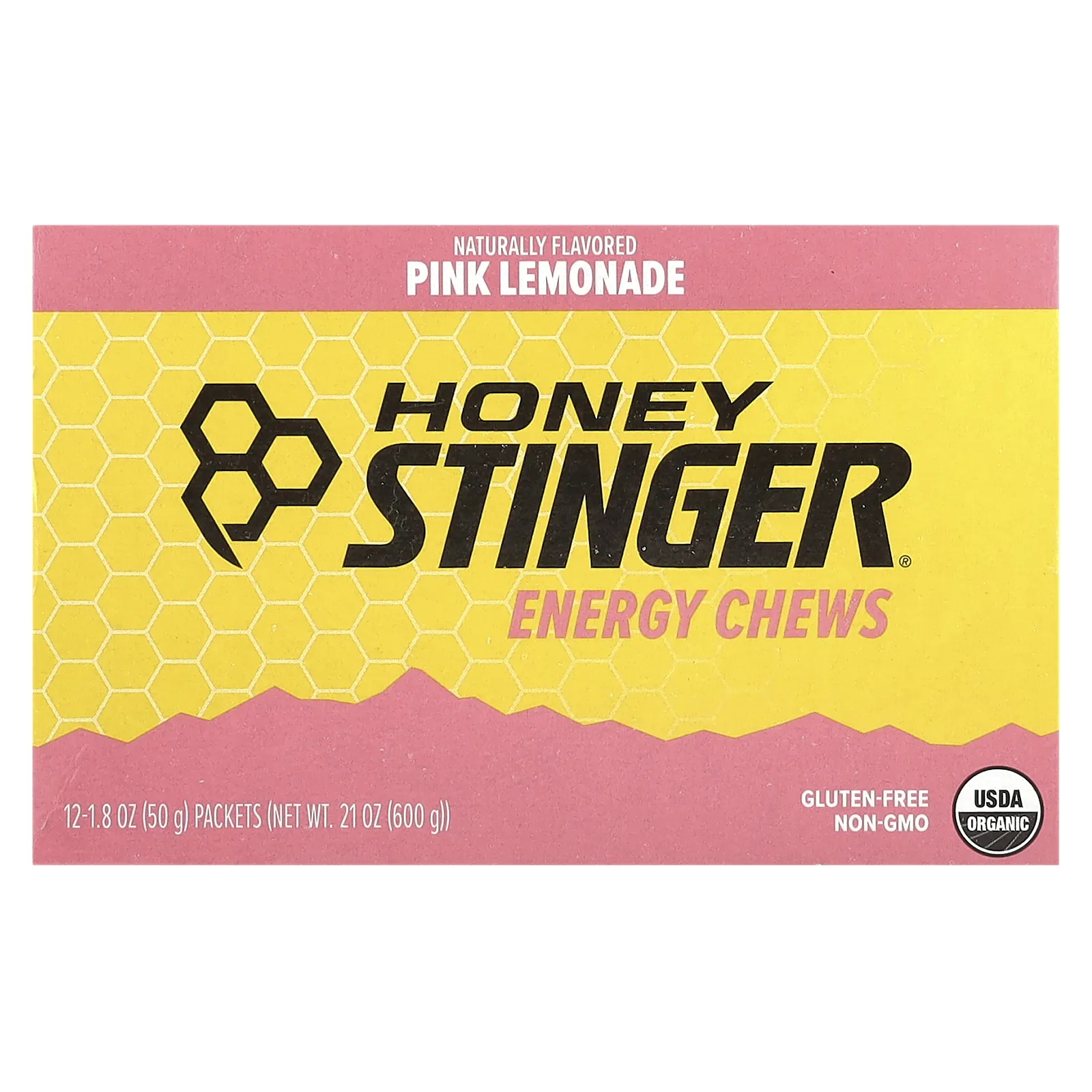 Honey Stinger, Energy Chews, розовый лимонад, 12 пакетиков по 50 г (1,8 унции)