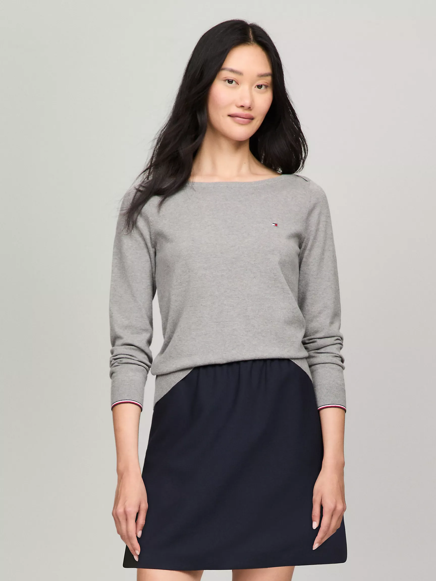 Женский свитер Tommy Hilfiger, Однотонный свитер с вырезом "лодочка"