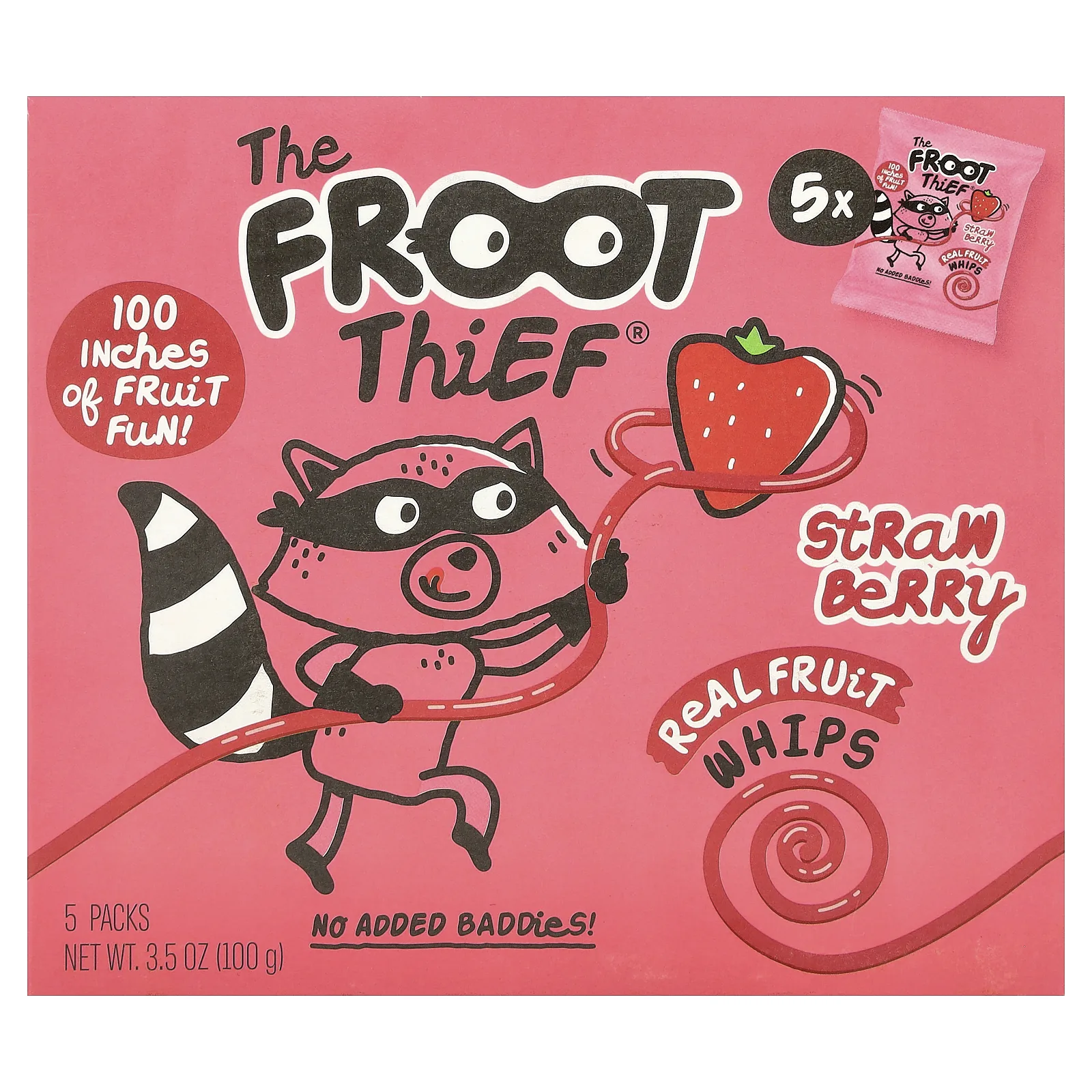 The Froot Thief, Real Fruit Whips, клубника, 5 пакетиков по 20 г (0,7 унции)