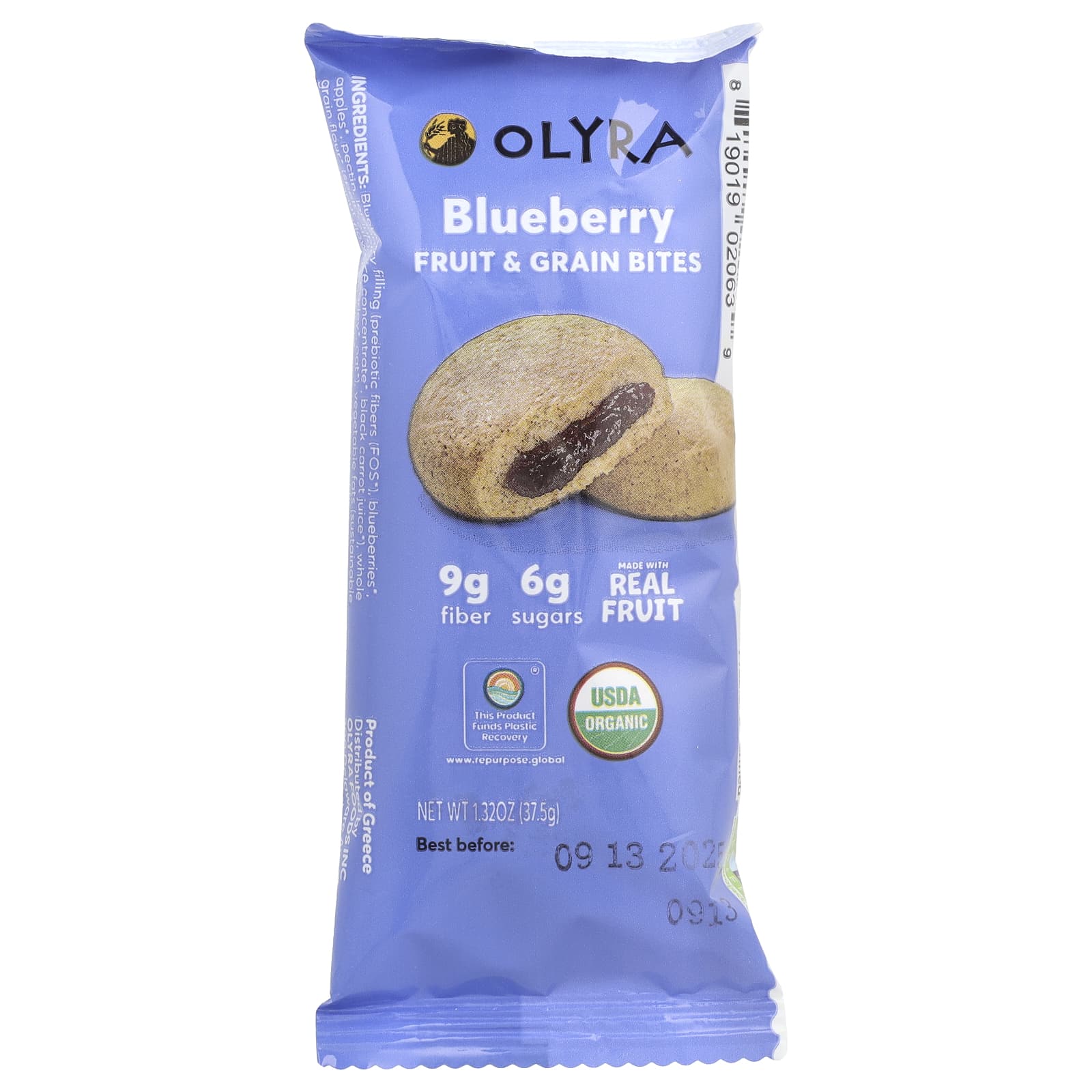 Olyra, Fruit & Grain Bites, голубика, 4 упаковки по 37,5 г (1,32 унции)