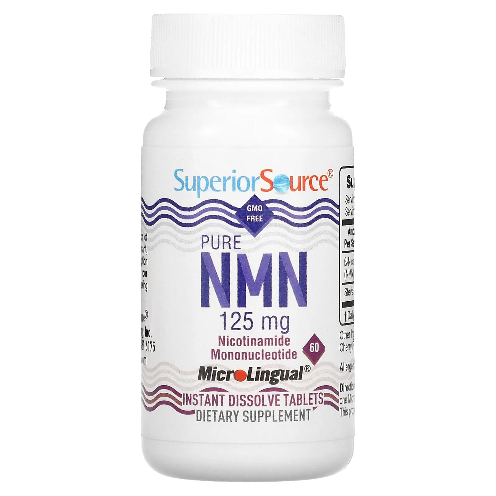 Superior Source, чистый NMN, 125 мг, 60 быстрорастворимых таблеток