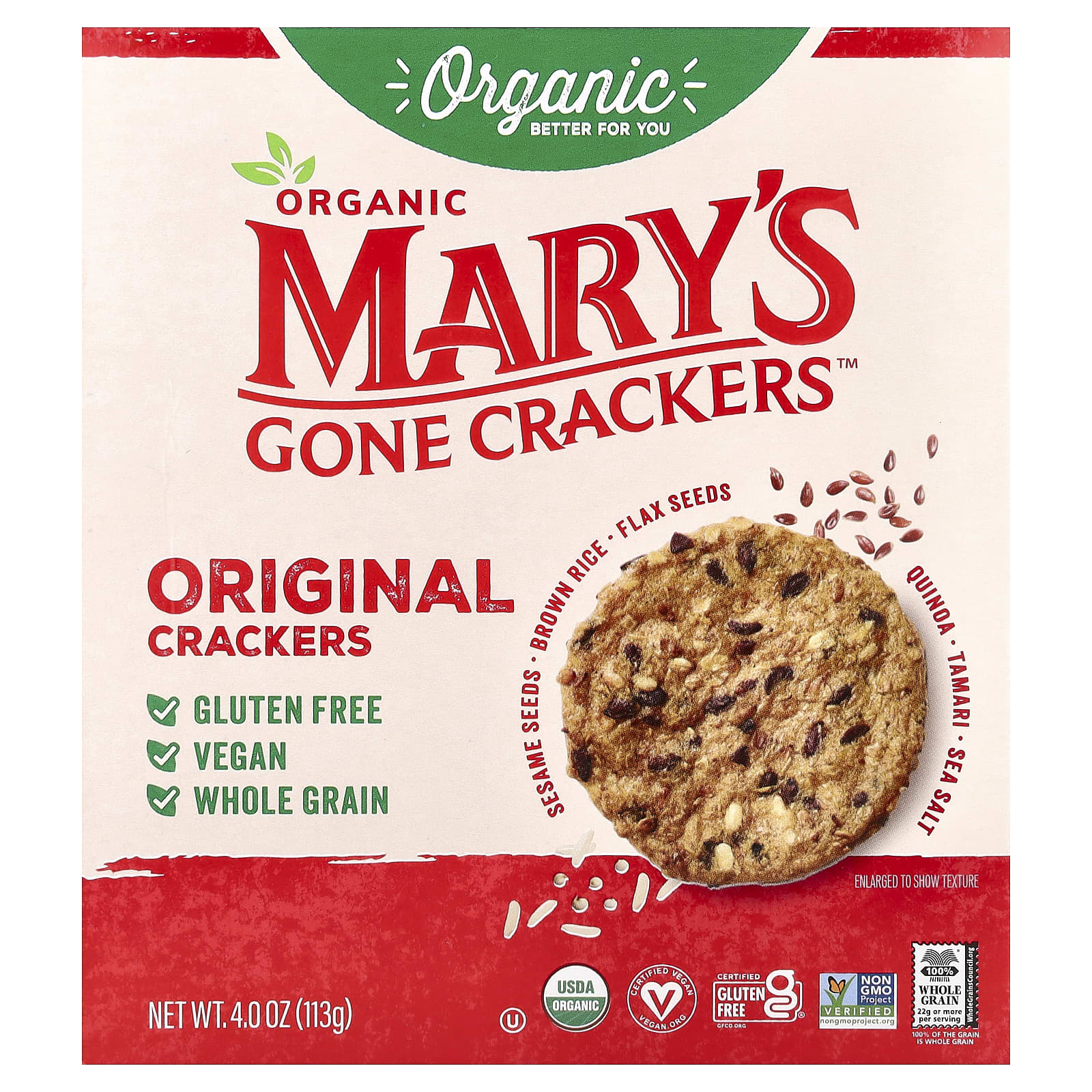 Mary's Gone Crackers, органические оригинальные крекеры, 113 г (4 унции)