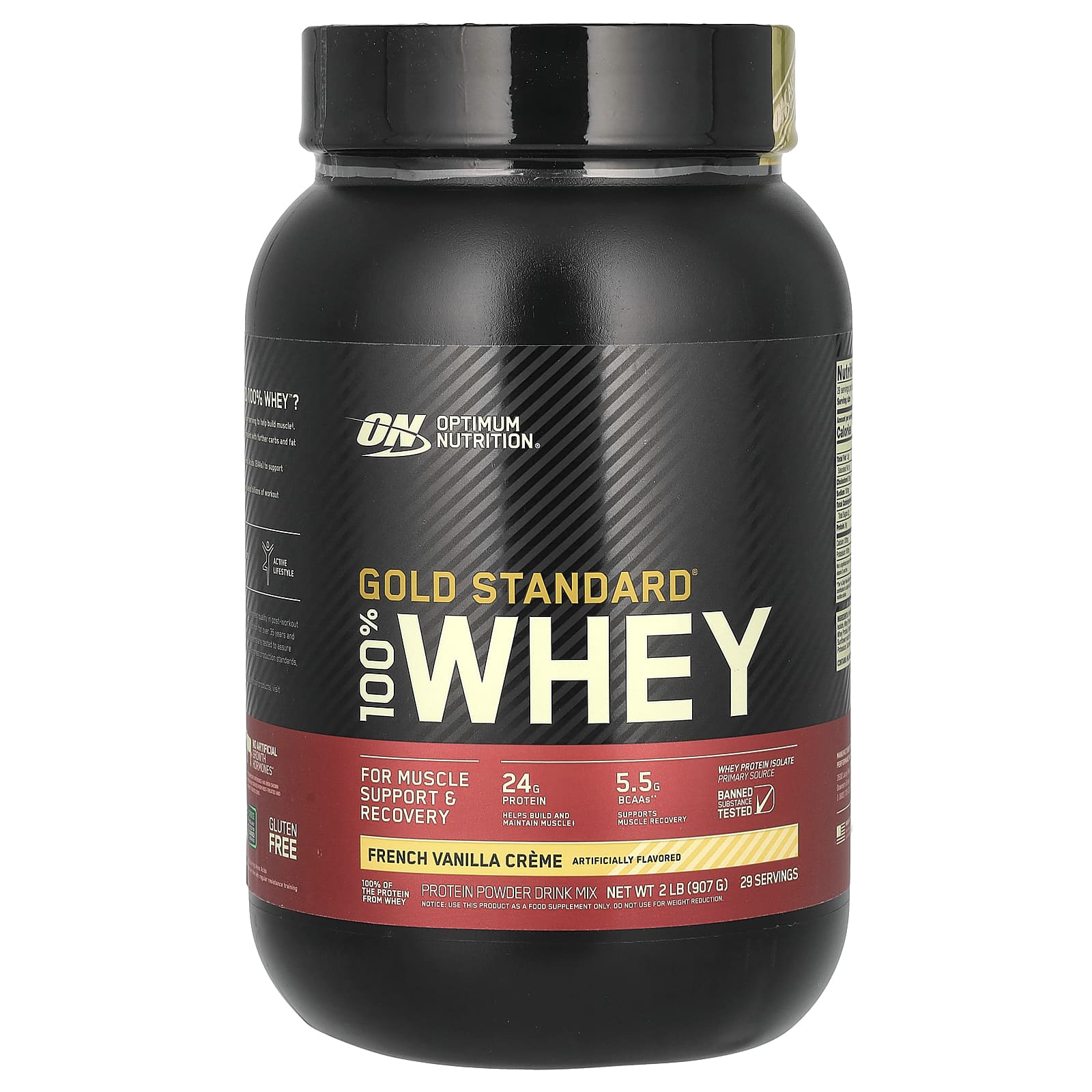 Optimum Nutrition, Gold Standard 100% Whey, сыворотка, французский ванильный крем, 907 г (2 фунта)