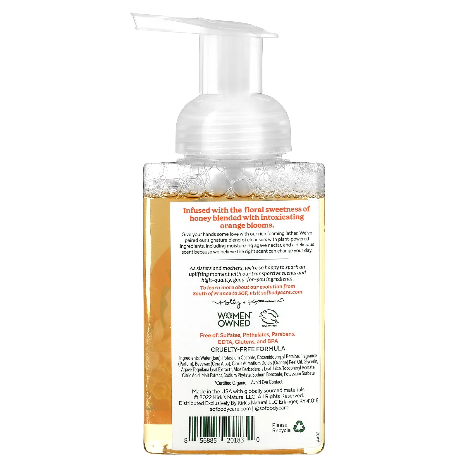 SoF, Пенка для мытья рук, цветок апельсин и мед, 8 ж. унц. (236 мл)