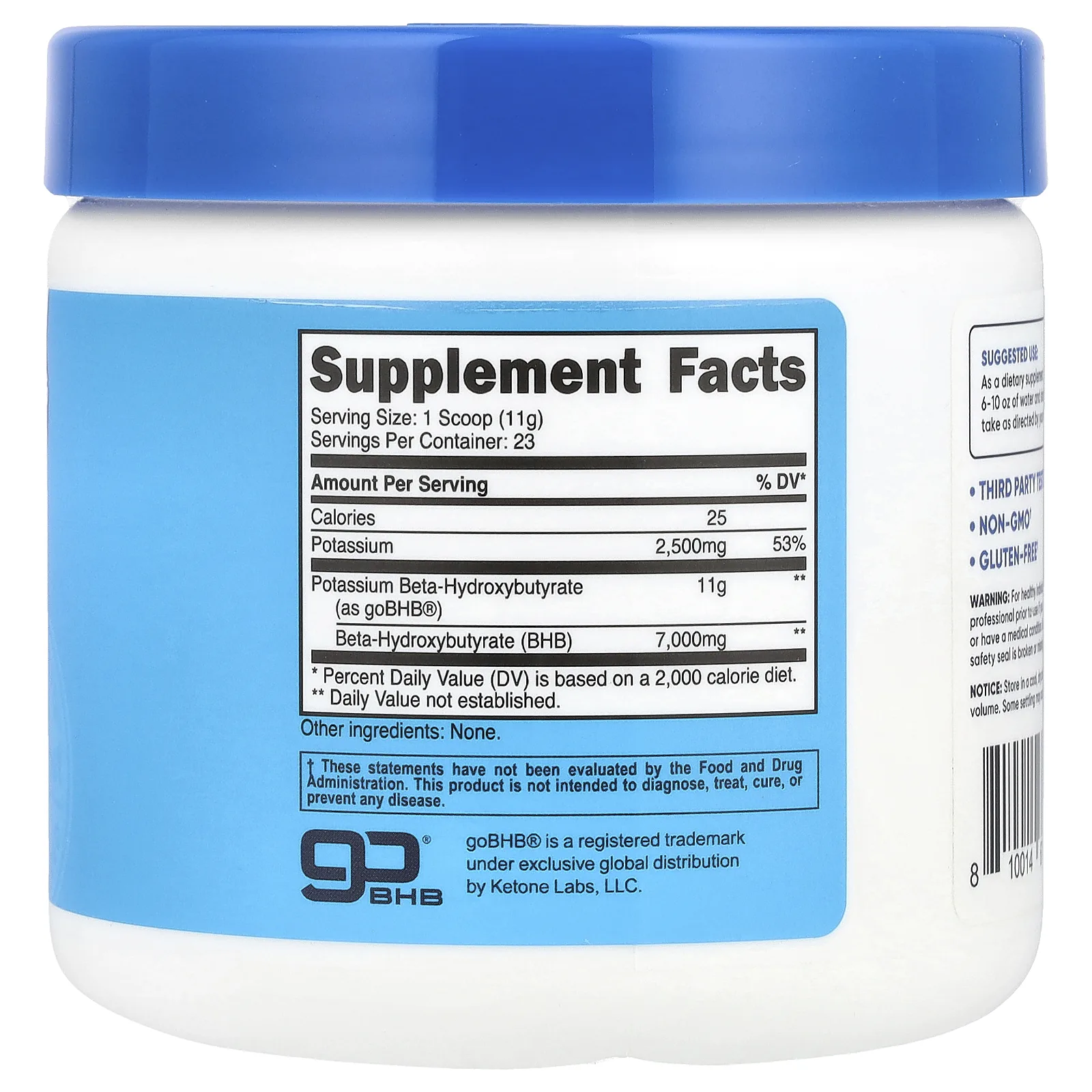 Nutricost, Калий BHB, без добавок, 250 г (8,9 унции)