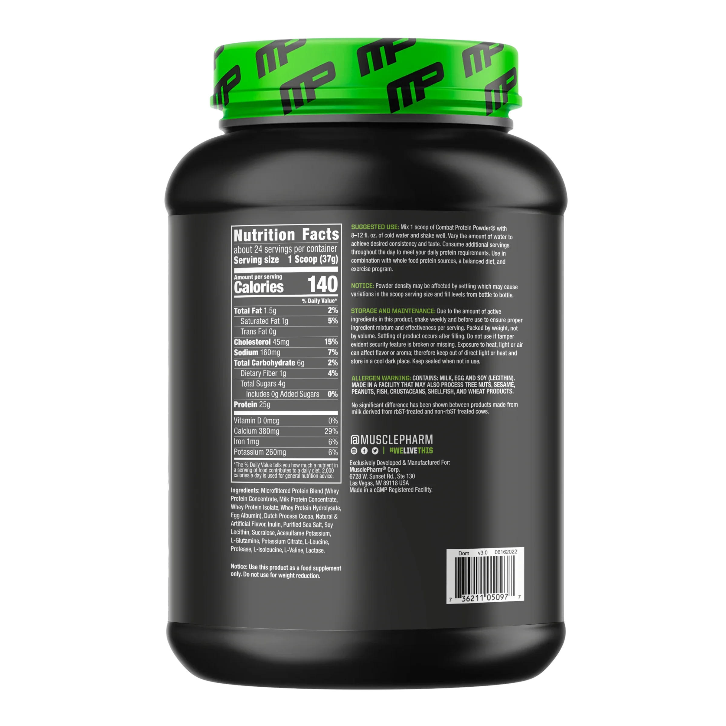MusclePharm, Combat Protein, протеиновый порошок, со вкусом шоколадного молока, 0,9 кг (2 фунта)