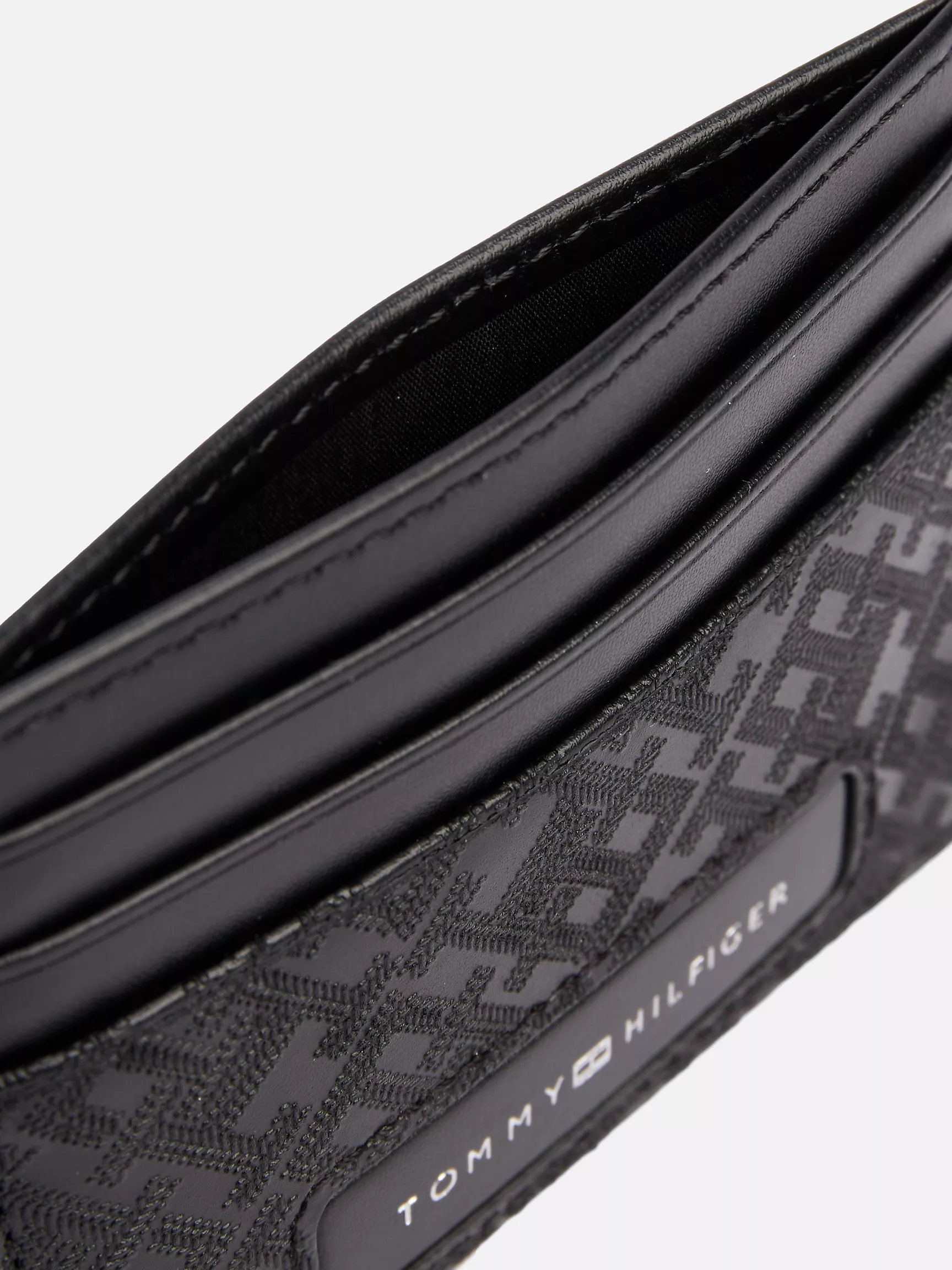 Мужской кошелек Tommy Hilfiger, Кожаный картхолдер с монограммным узором и логотипом Tommy