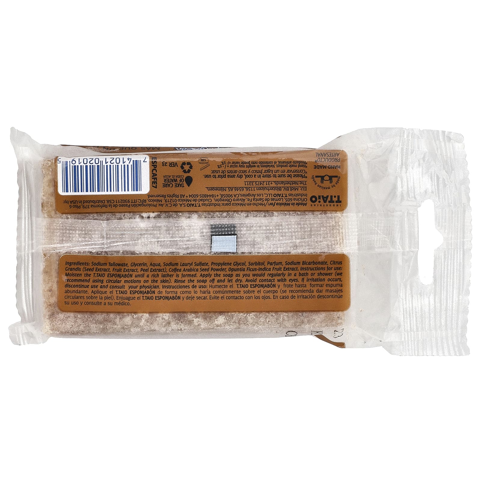 T. Taio, мыло с губкой внутри, для поддержки циркуляции кофе, оригинальный вкус, 120 г (4,2 унции)