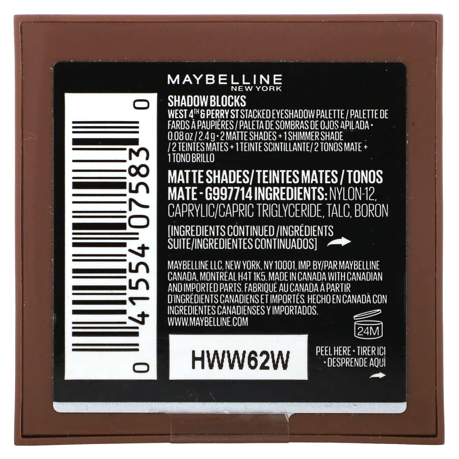 Maybelline, Shadow Blocks, 20 West 4th & Perry St, 2,4 г (0,08 унции)