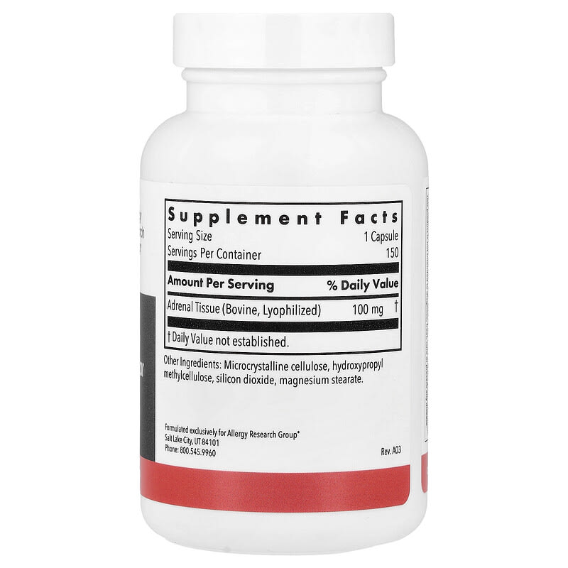Allergy Research Group, Надпочечниковый препарат Натуральный железистый, 150 капсулы в растительной оболочке