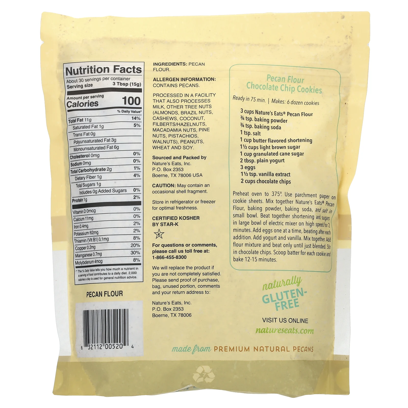 Nature's Eats, Пекан, мелкого помола, 454 г (16 унций)