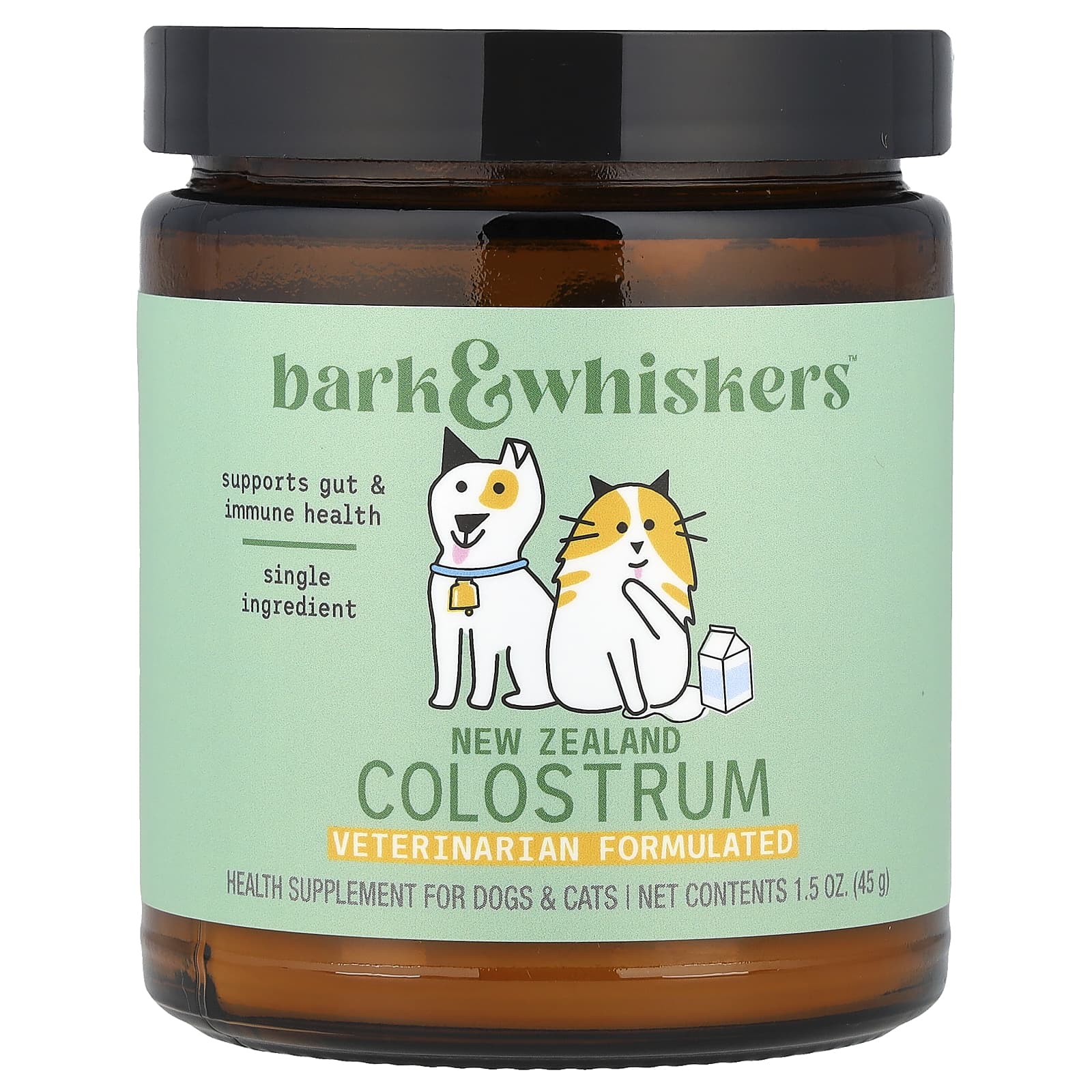 Dr. Mercola, Bark & Whiskers ™, новозеландское молозиво, для собак и кошек, 45 г (1,5 унции)